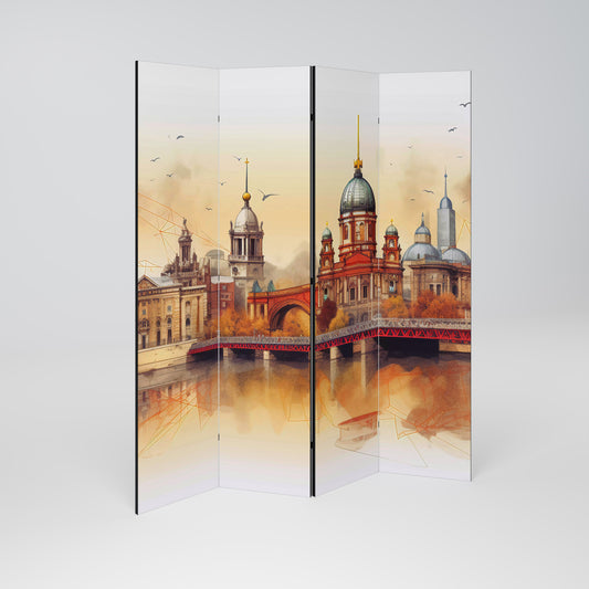 BERLIN SPIRIT Decorative 4-Panel Room Divider