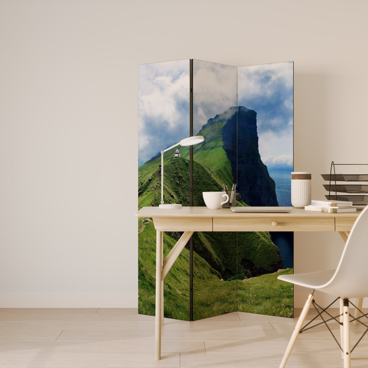 CLIFFS OF TRANQUILITY Dekorativ rumsavdelare – 3 paneler