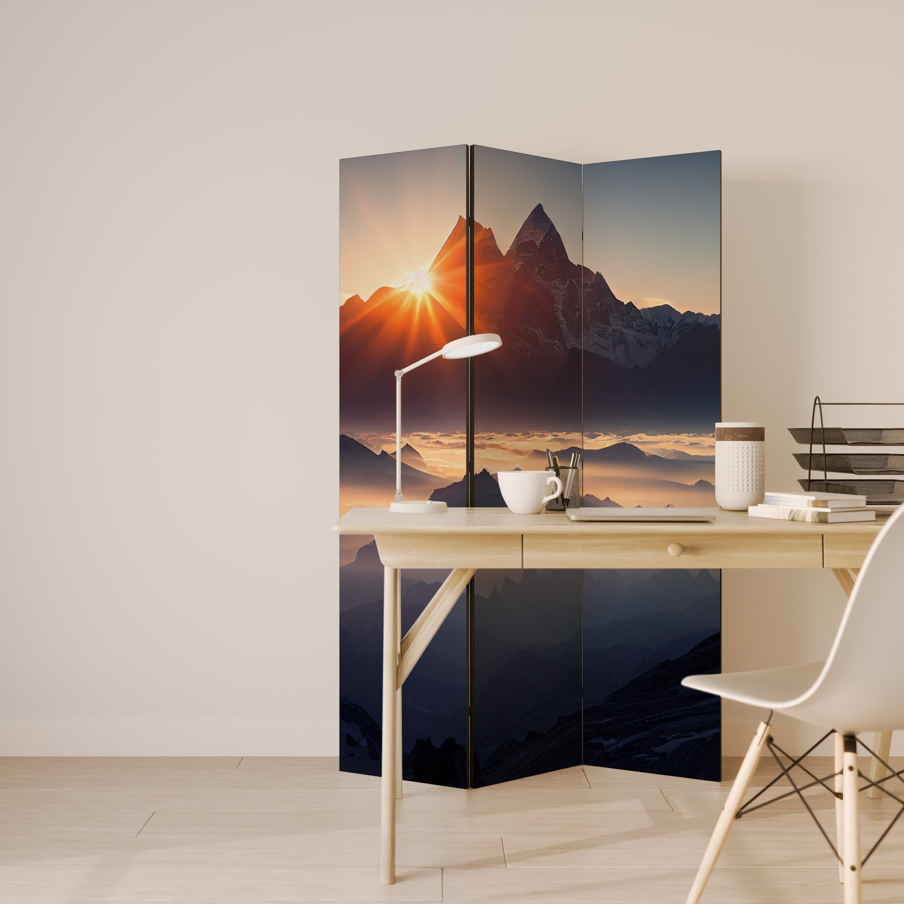 MOUNTAINS AT DAWN Dekorativ rumsavdelare – 3 paneler