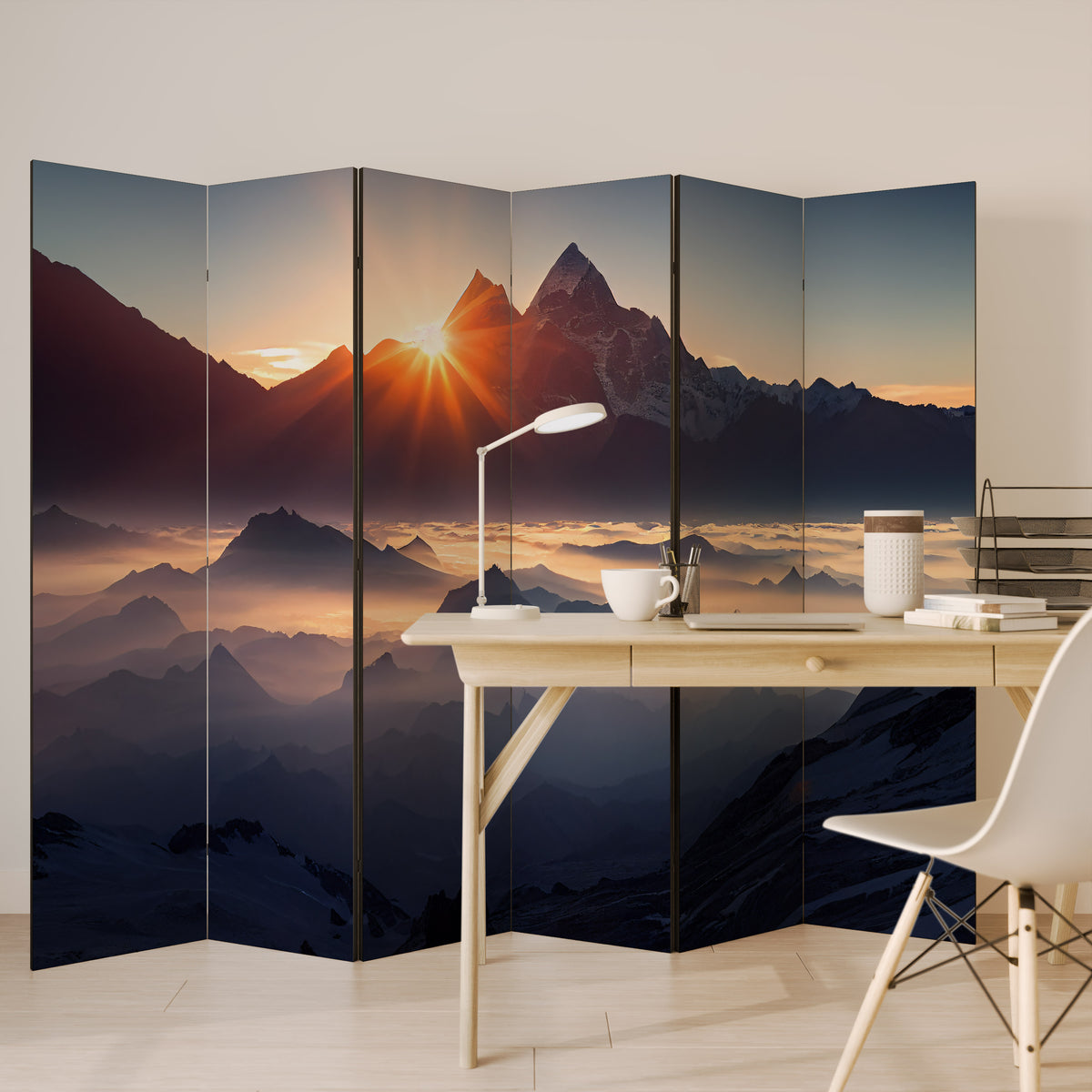 MOUNTAINS AT DAWN Rumsavdelare 6 paneler