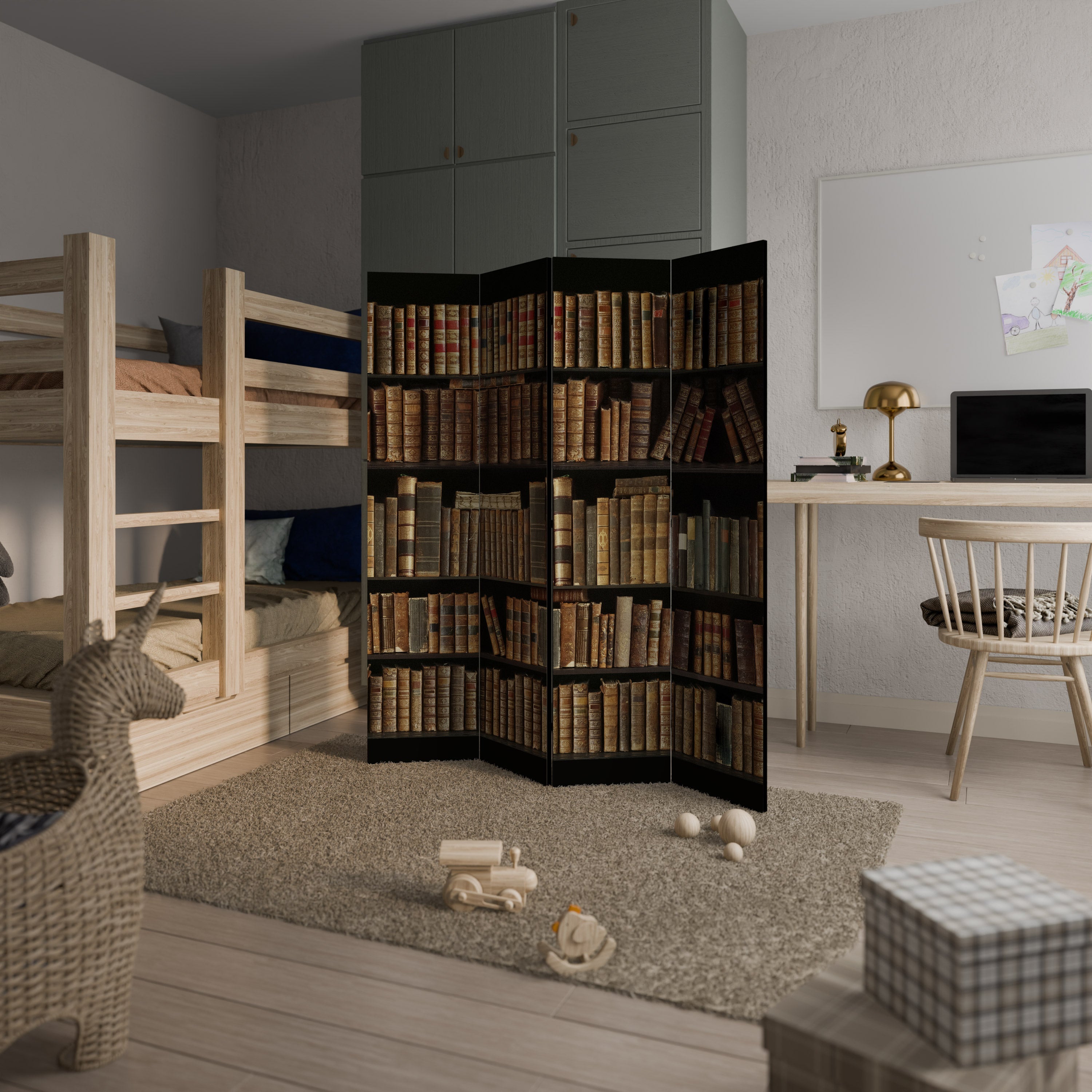 SHELVES OF TIME Dekorativ rumsavdelare med 4 paneler