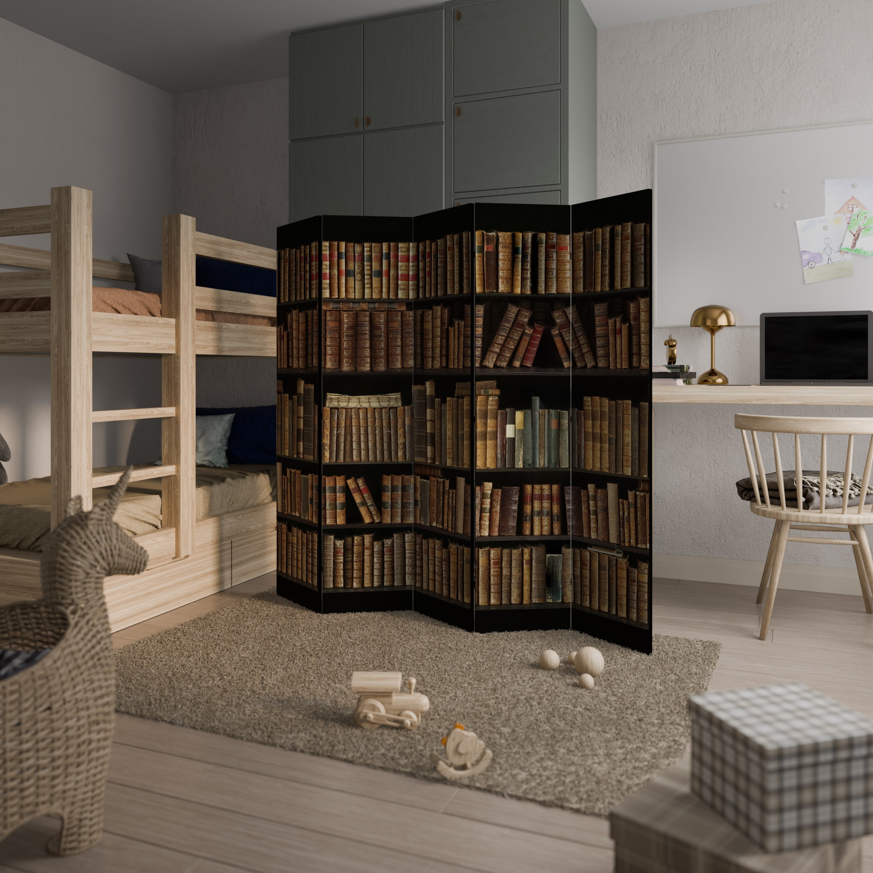 SHELVES OF TIME Dekorativ rumsavdelare med 5 paneler