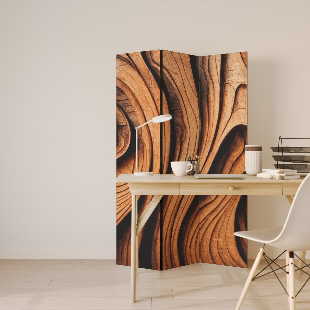 WOODEN WAVES UNFOLDED Dekorativ rumsavdelare – 3 paneler
