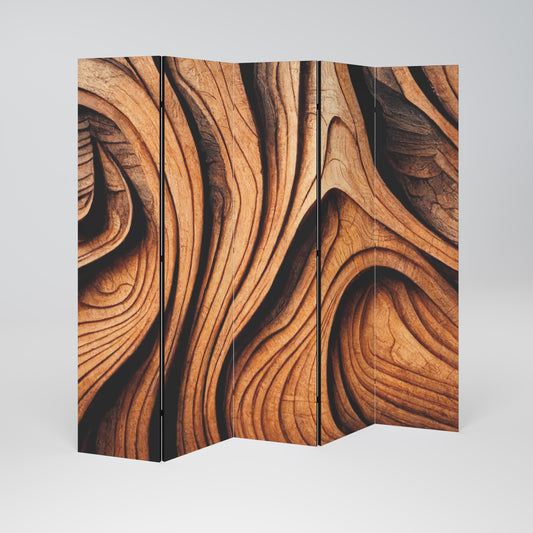 WOODEN WAVES UNFOLDED Dekorativ rumsavdelare – 5 paneler