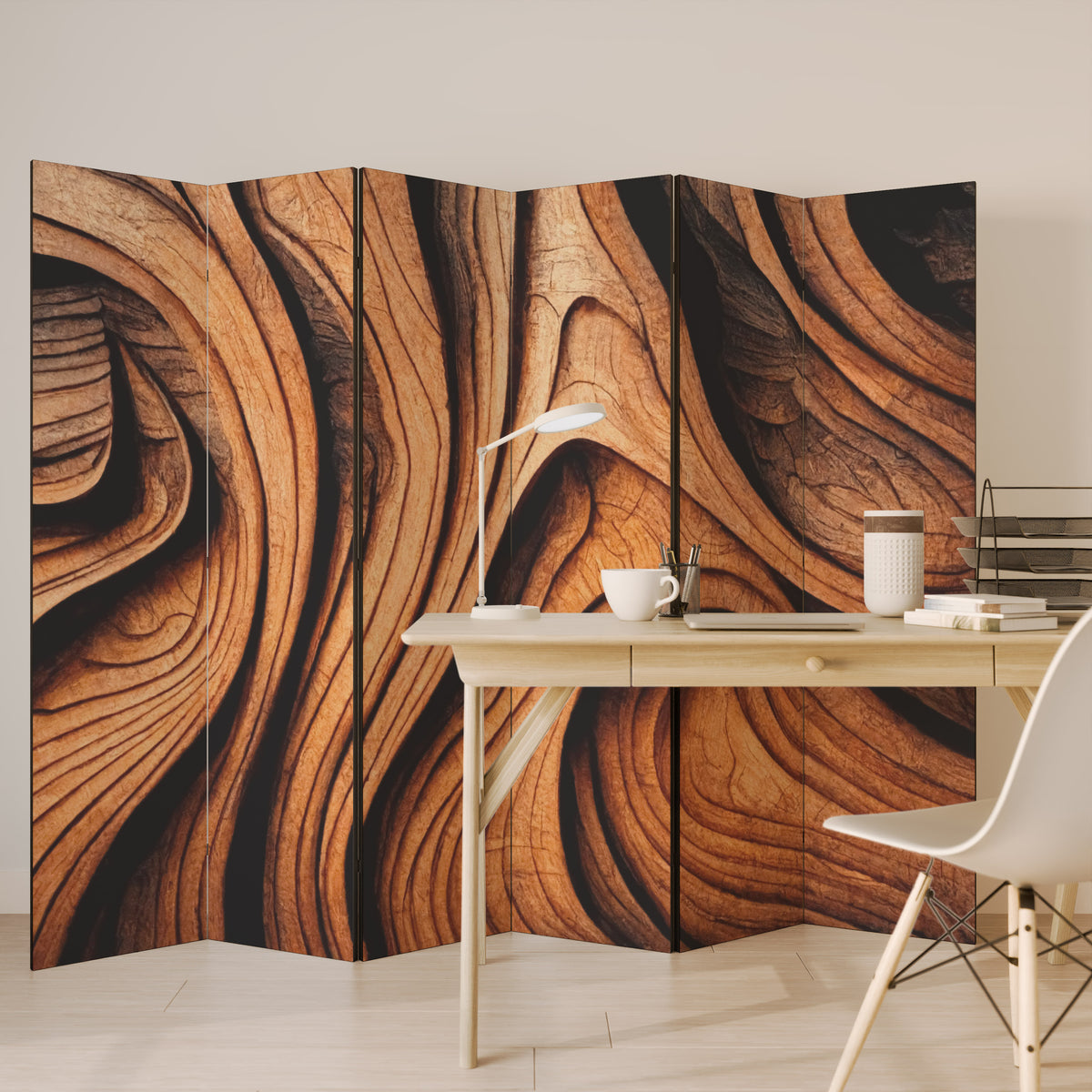 WOODEN WAVES UNFOLDED Rumsavdelare 6 paneler