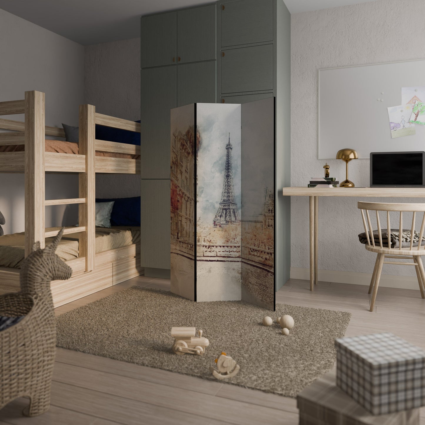 PARISIAN DAYDREAM Dekorativ rumsavdelare med 3 paneler