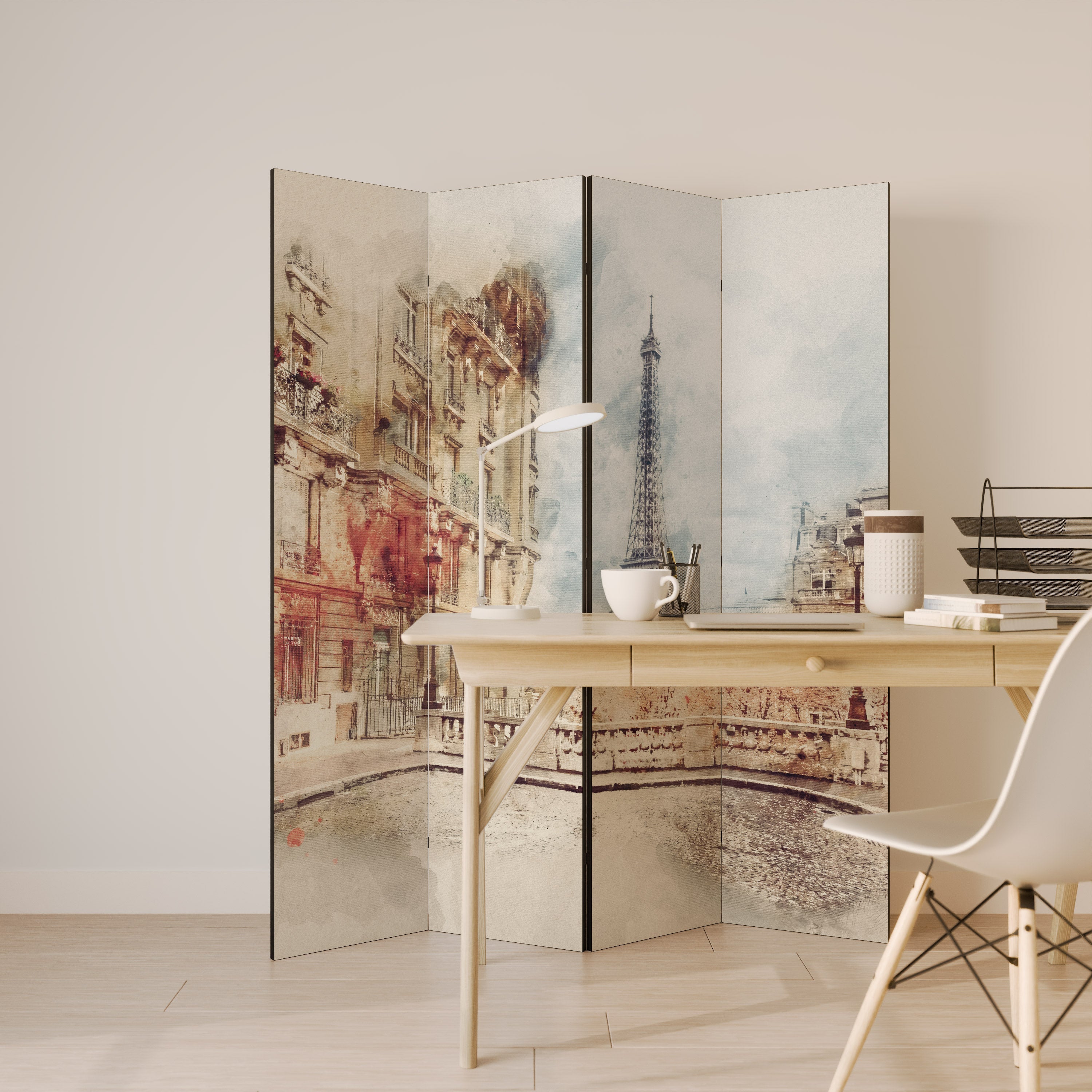 PARISIAN DAYDREAM Dekorativ rumsavdelare med 4 paneler