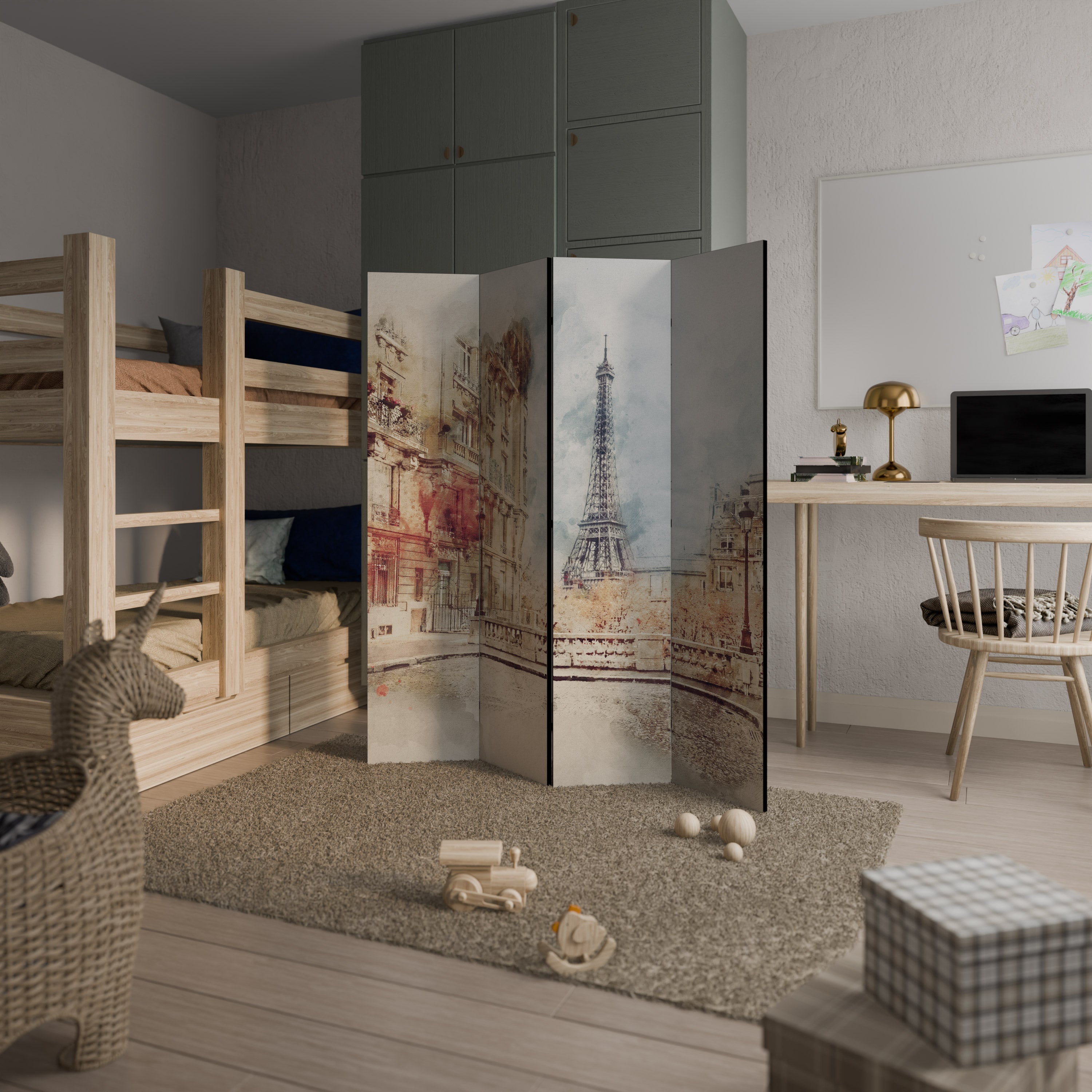 PARISIAN DAYDREAM Dekorativ rumsavdelare med 4 paneler