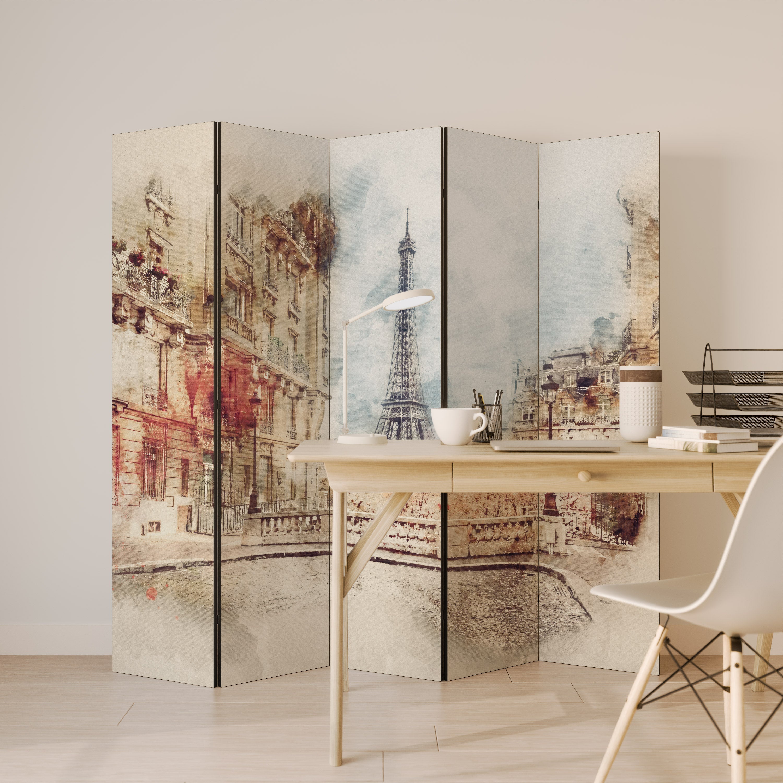 PARISIAN DAYDREAM Dekorativ rumsavdelare med 5 paneler