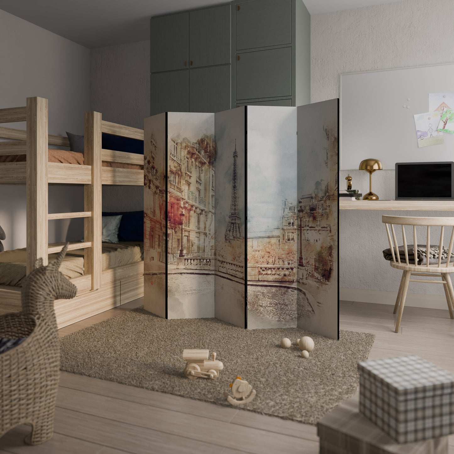 PARISIAN DAYDREAM Dekorativ rumsavdelare – 5 paneler