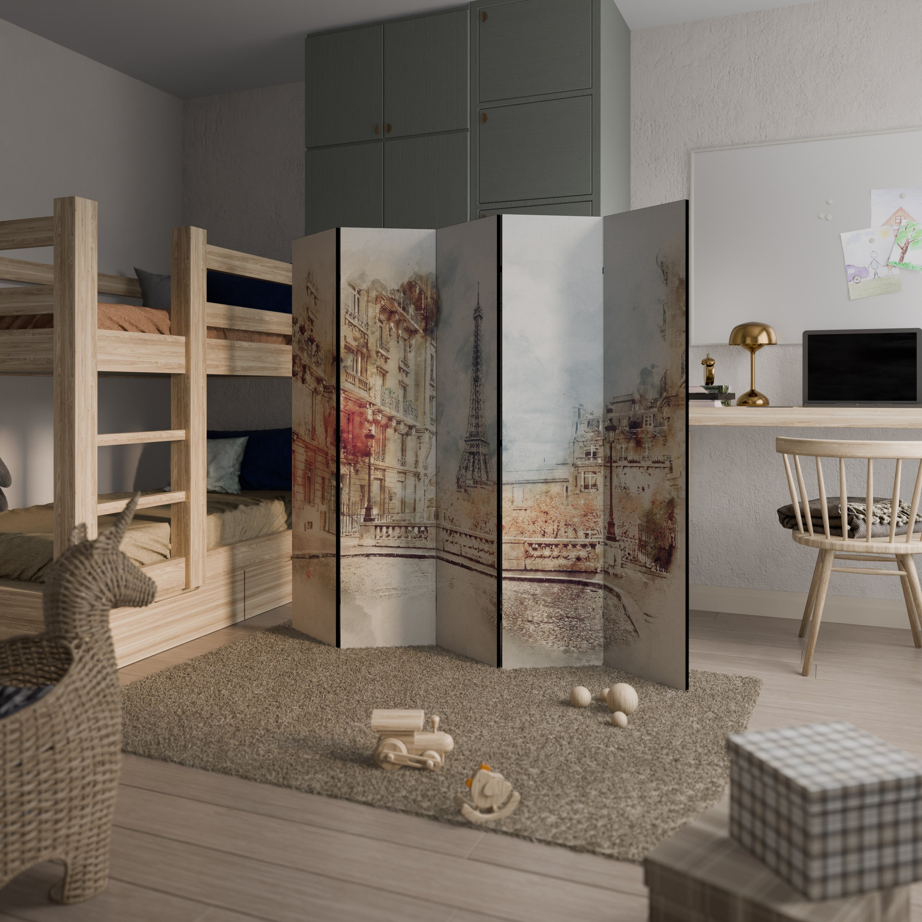 PARISIAN DAYDREAM Dekorativ rumsavdelare med 5 paneler