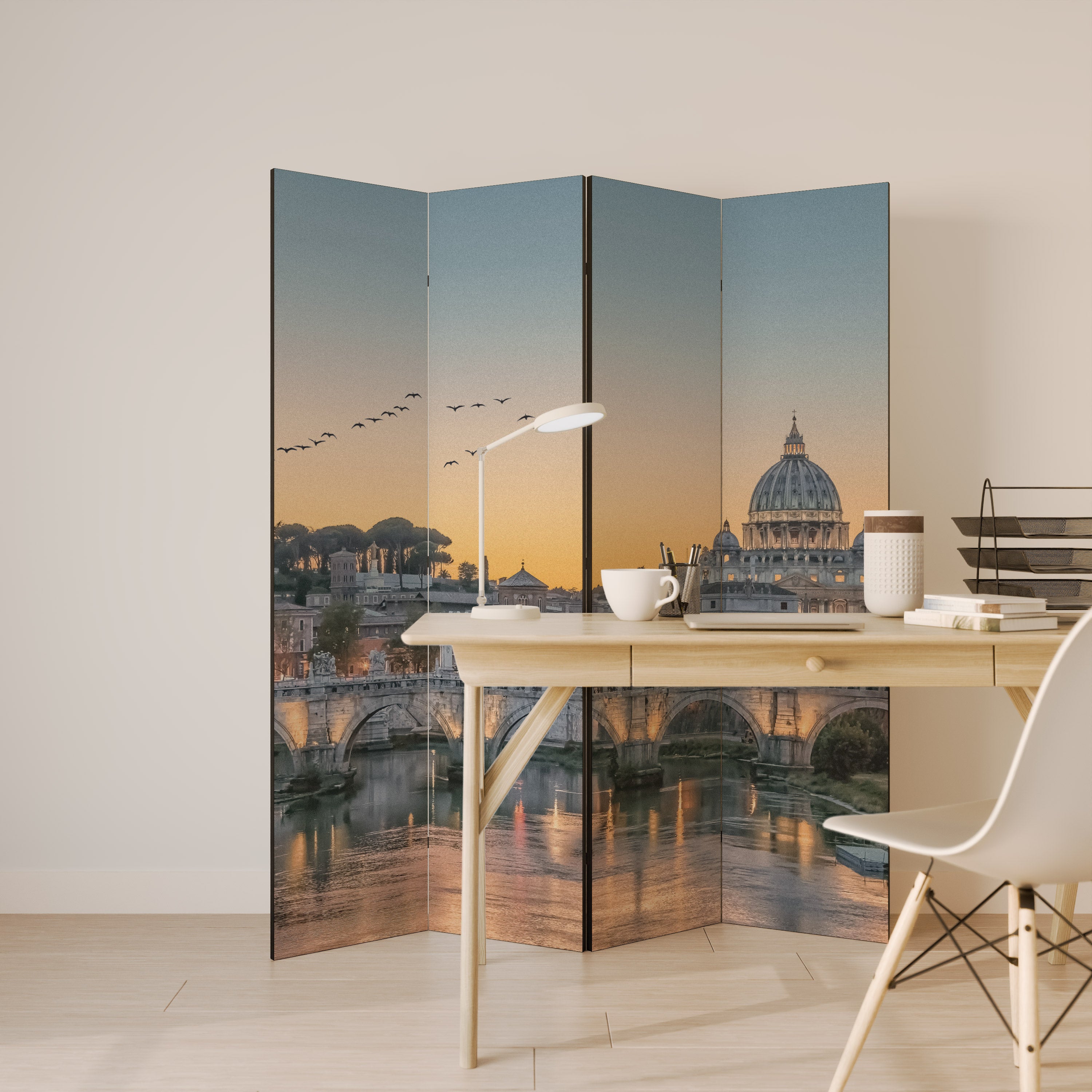 Dekorativ rumsavdelare med 4 paneler REFLECTIONS OF ROME