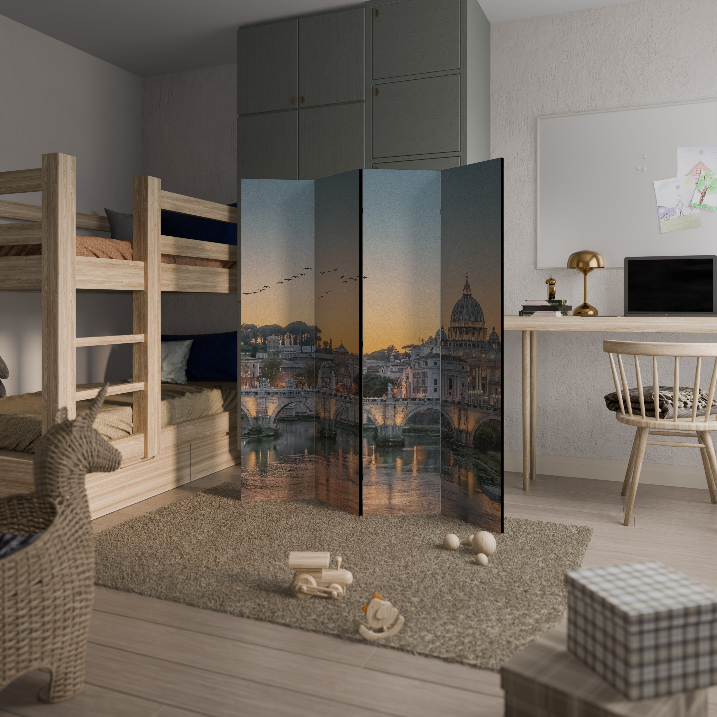 Dekorativ rumsavdelare med 4 paneler REFLECTIONS OF ROME