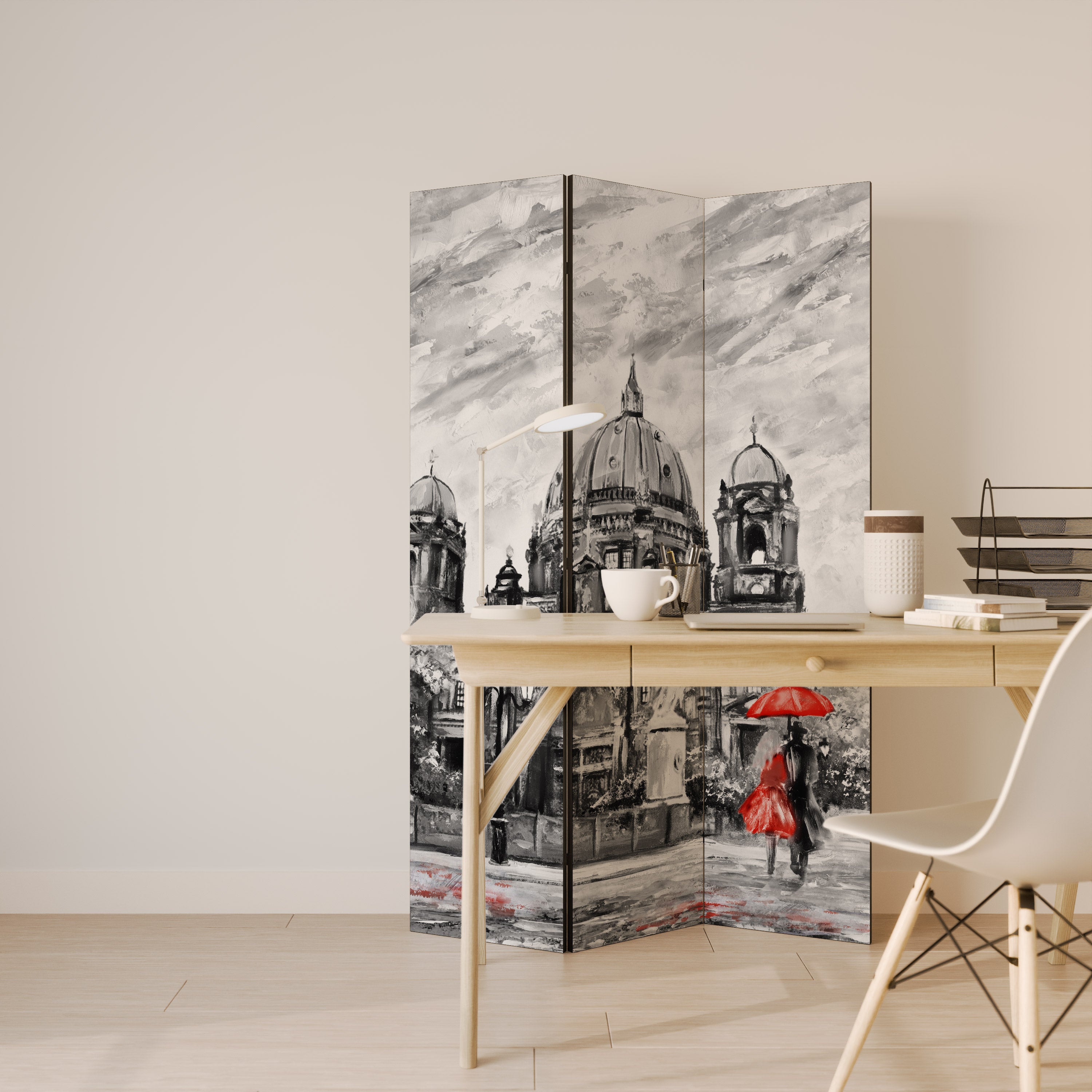 RED LEAVES EMBRACE Dekorativ rumsavdelare – 3 paneler