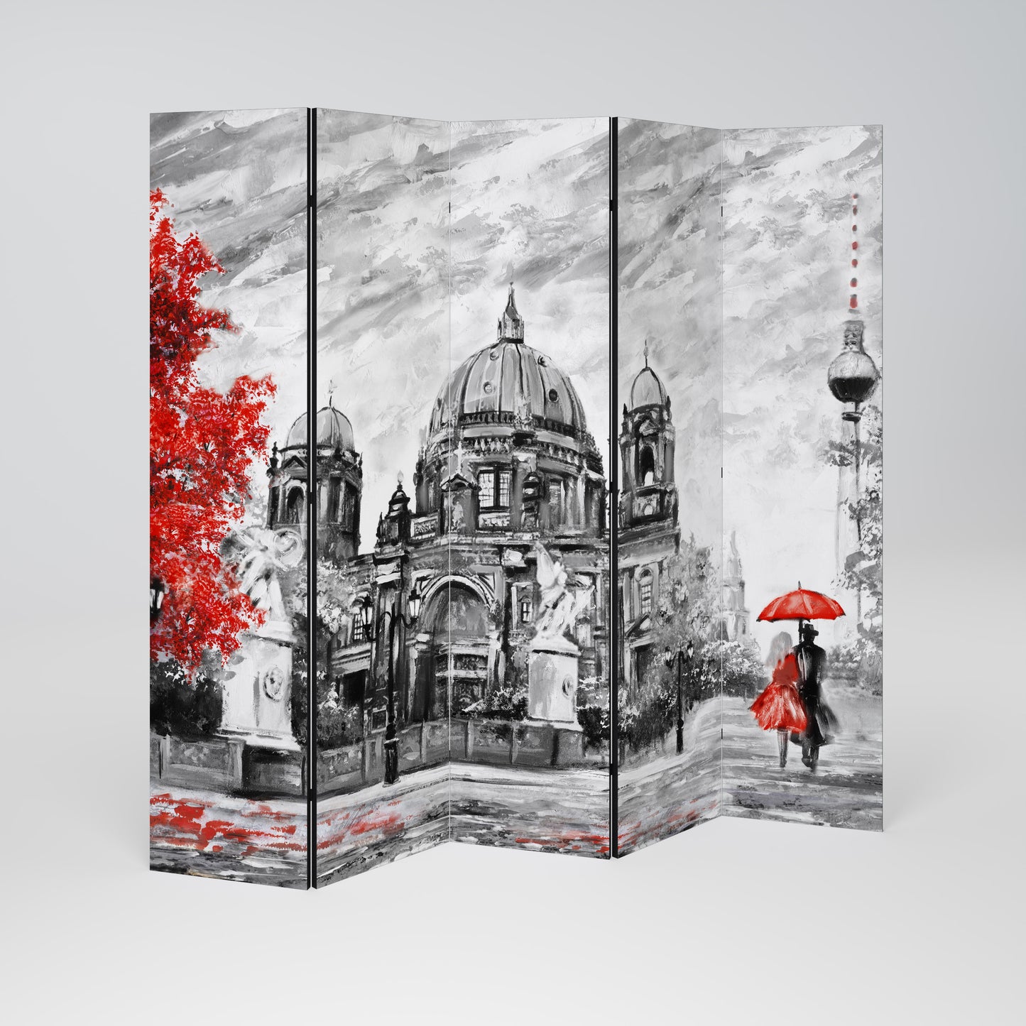 RED LEAVES EMBRACE Dekorativ rumsavdelare – 5 paneler