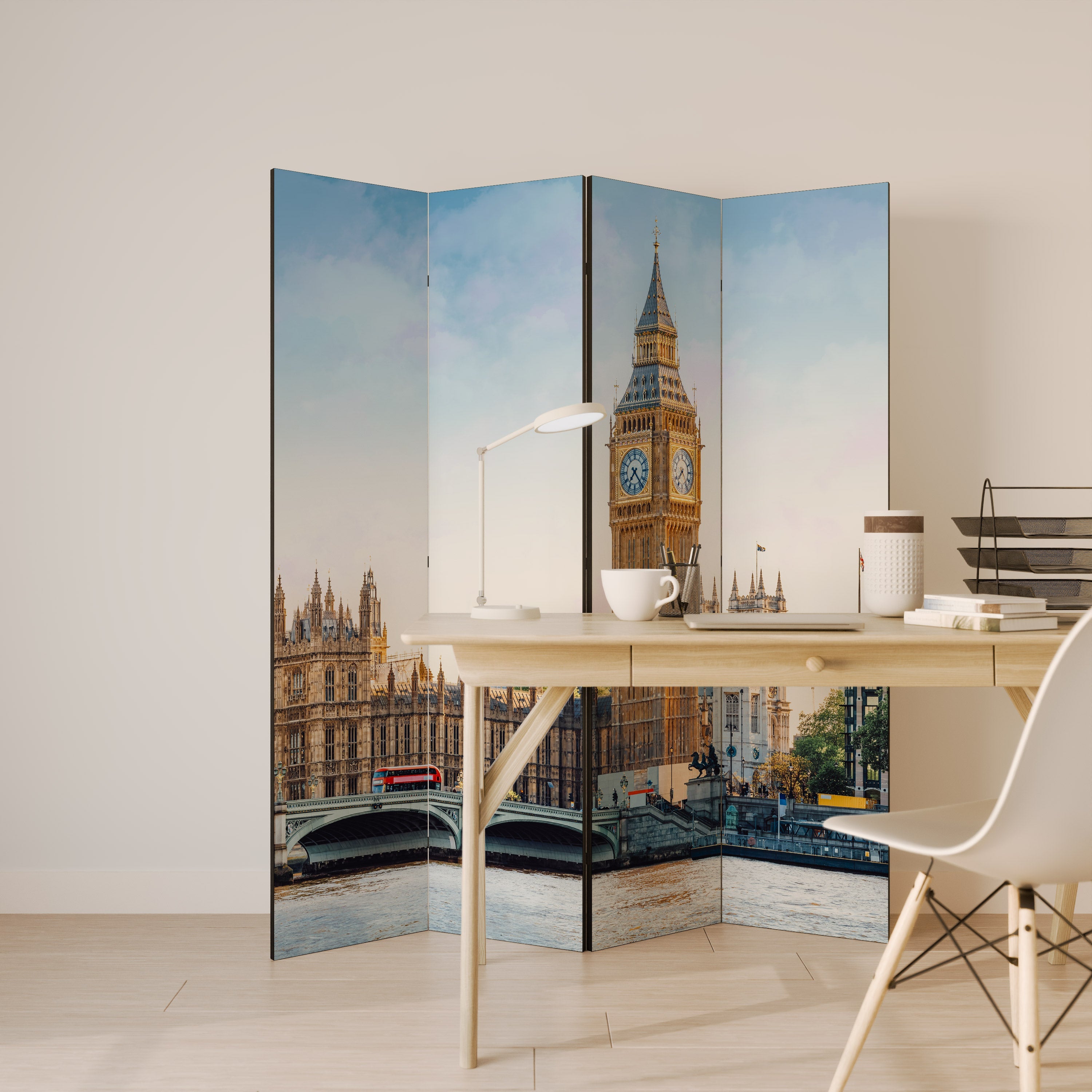 TIDLÖS LONDON ELEGANCE Dekorativ rumsavdelare med 4 paneler
