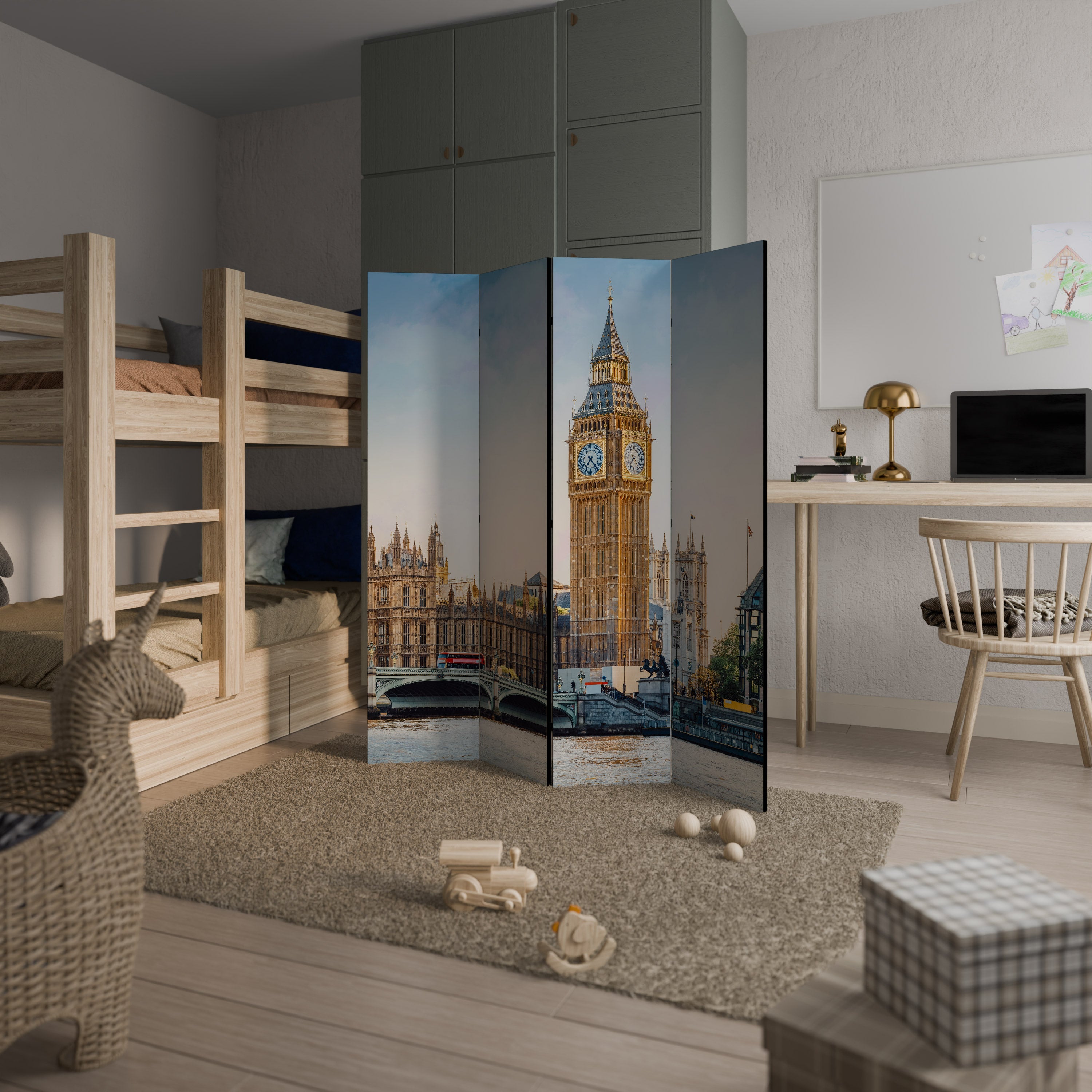 TIDLÖS LONDON ELEGANCE Dekorativ rumsavdelare med 4 paneler