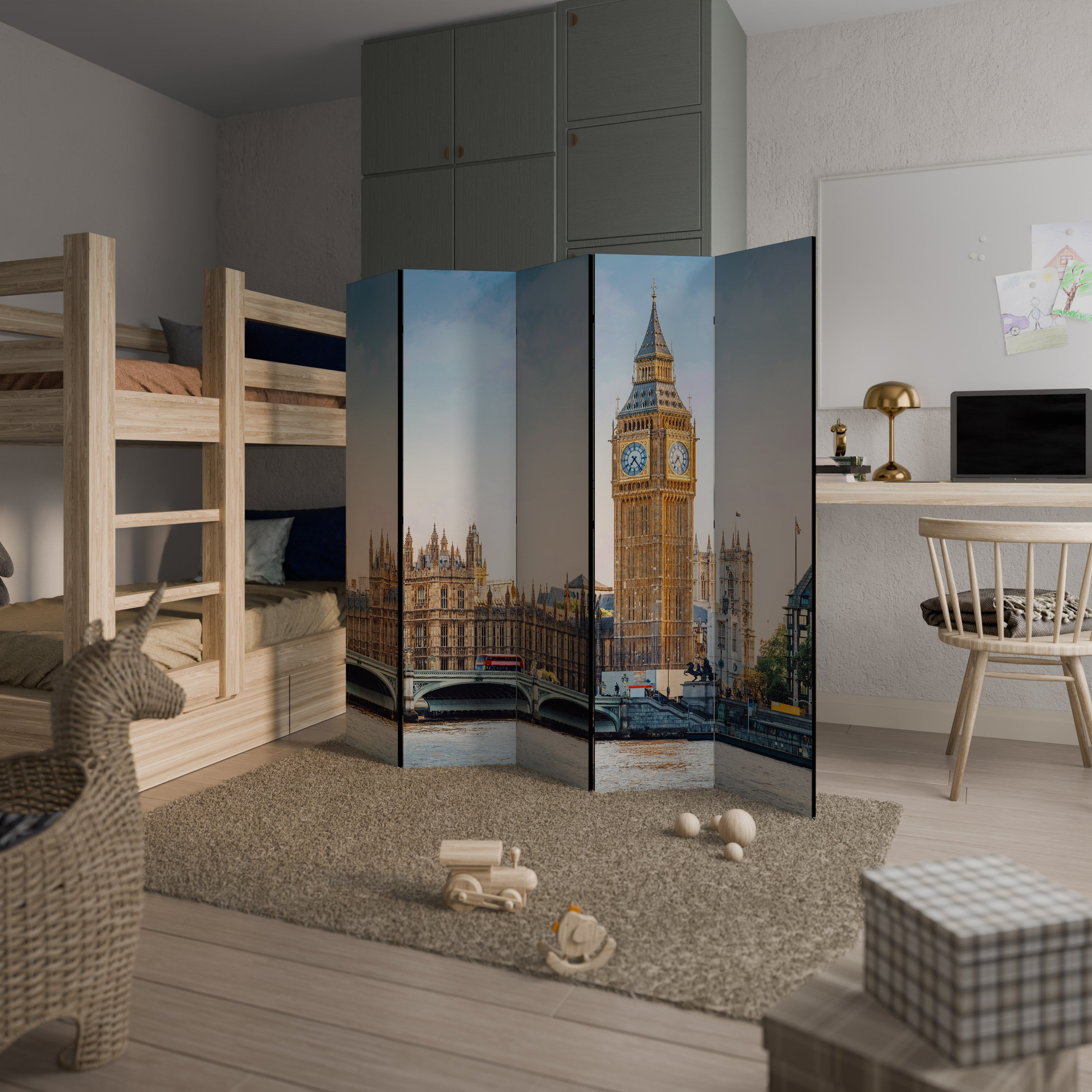 TIDLÖS LONDON ELEGANCE Dekorativ rumsavdelare med 5 paneler