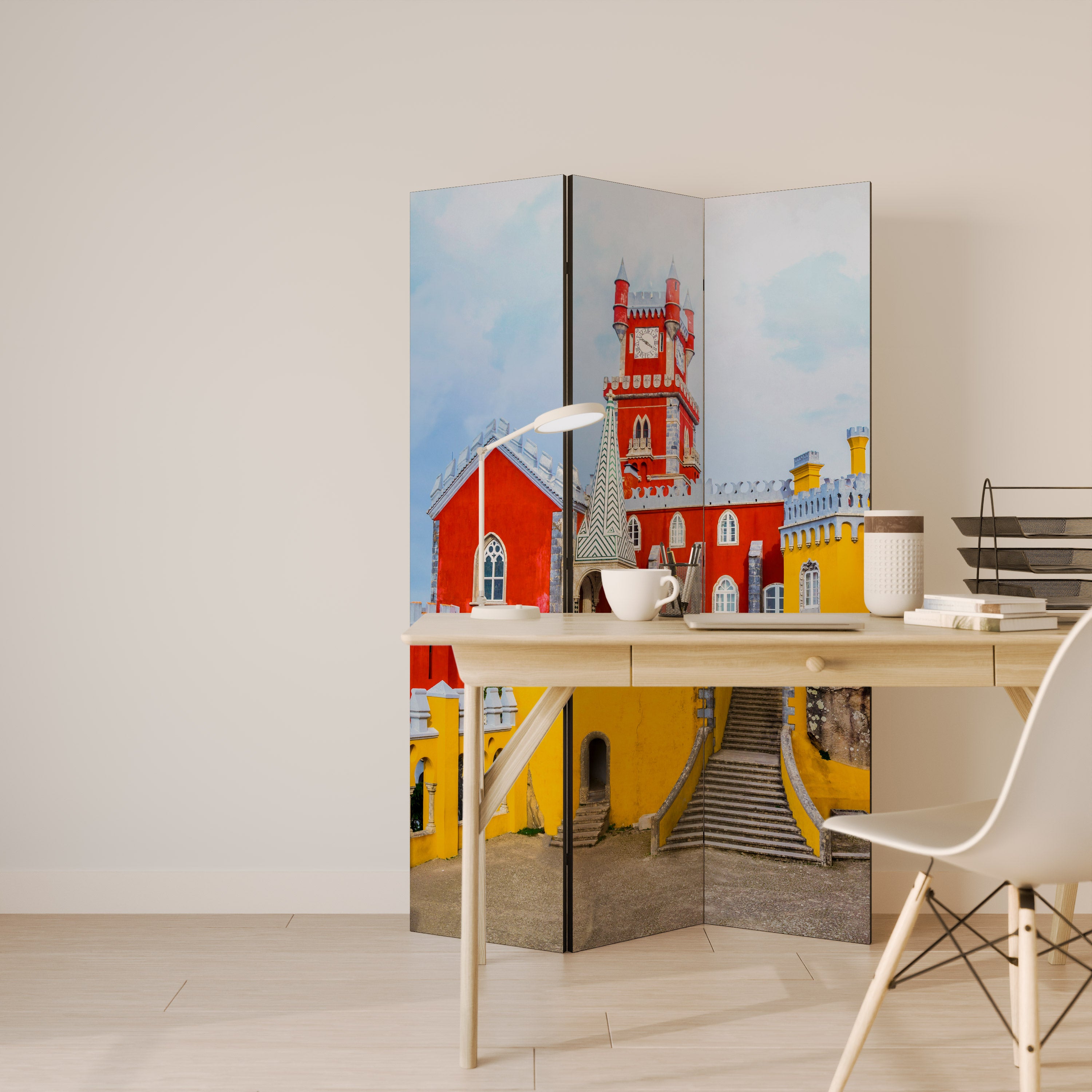 COLORFUL CASTLE CORRIDORS Dekorativ rumsavdelare – 3 paneler