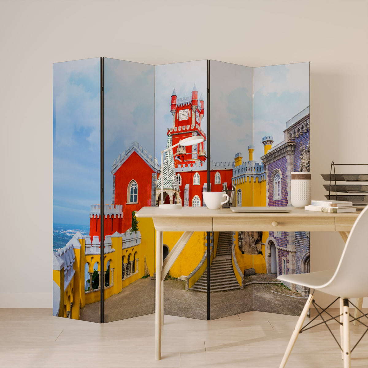 COLORFUL CASTLE CORRIDORS Dekorativ rumsavdelare – 5 paneler