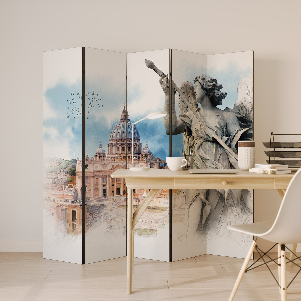MYSTICAL CITYSCAPE RELIC Dekorativ rumsavdelare – 5 paneler