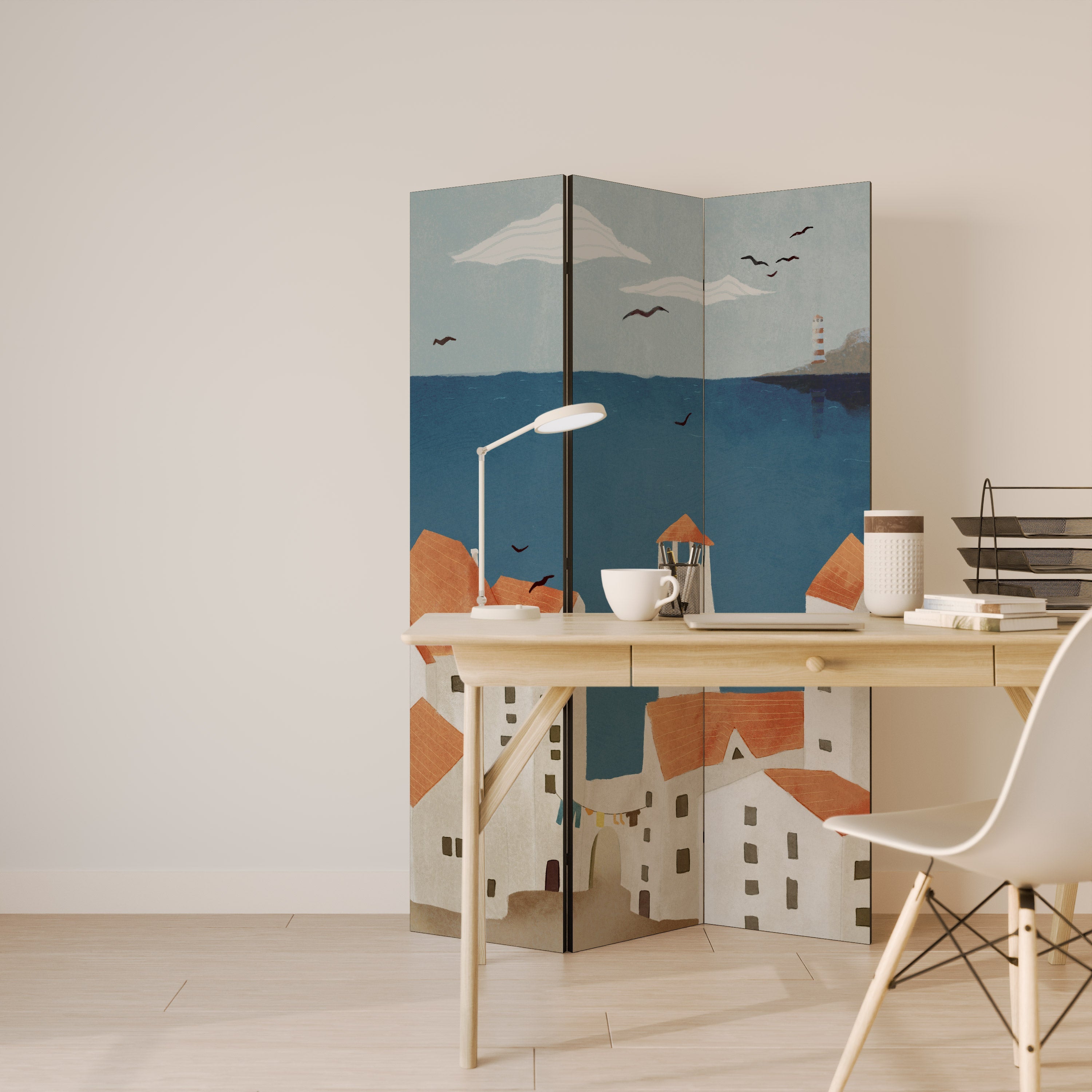 COASTLAND VILLAGE Dekorativ rumsavdelare med 3 paneler
