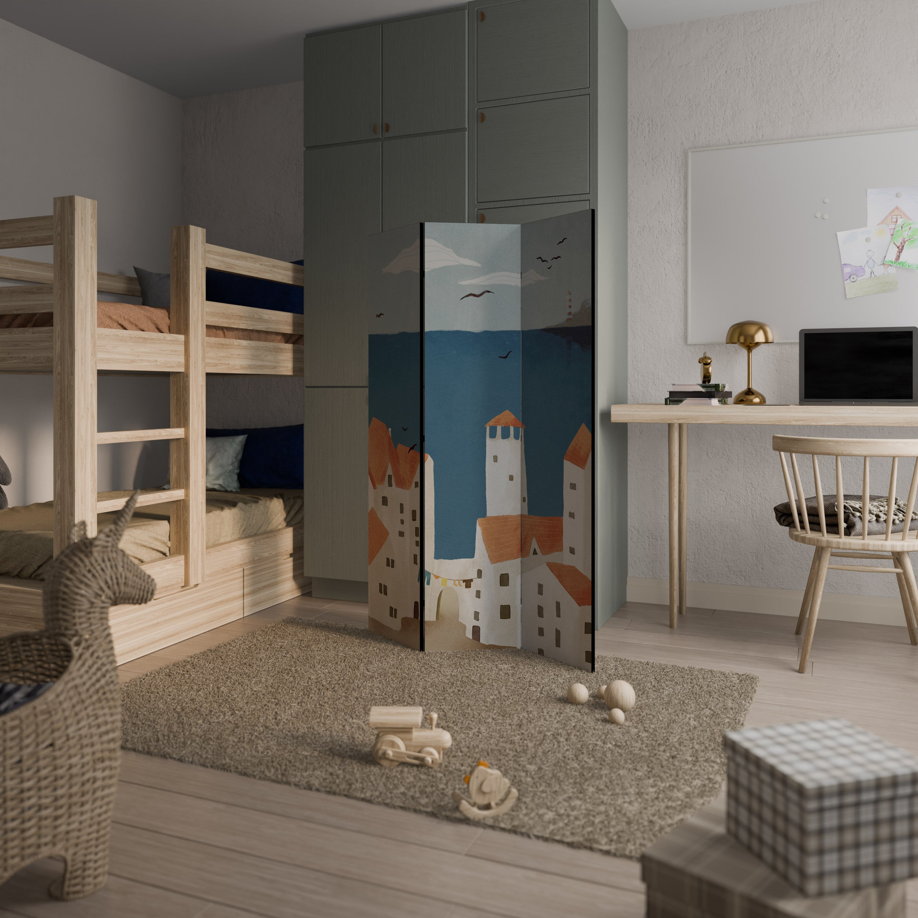 COASTLAND VILLAGE Dekorativ rumsavdelare med 3 paneler