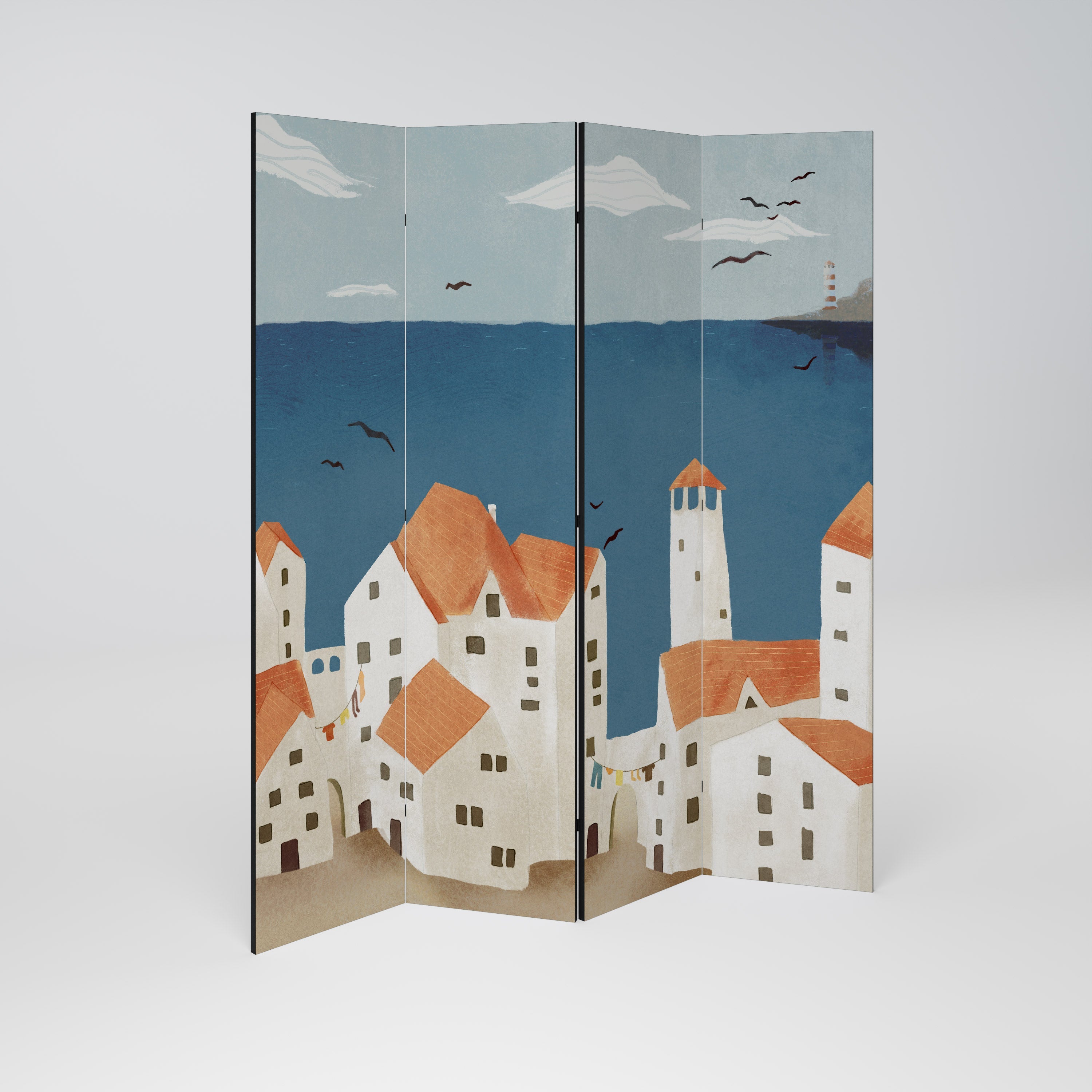 COASTLAND VILLAGE Dekorativ rumsavdelare med 4 paneler