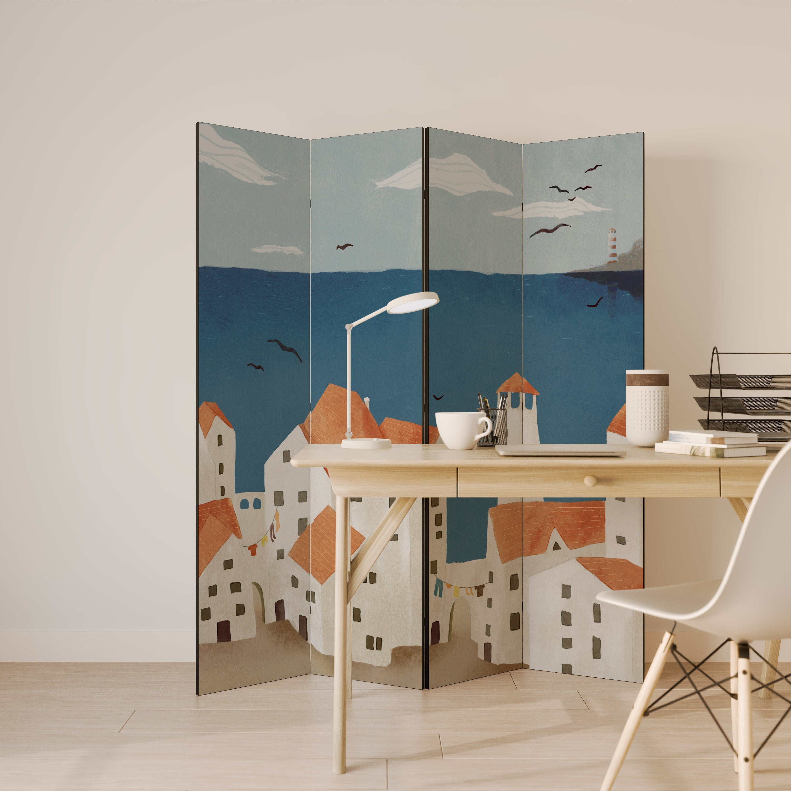 COASTLAND VILLAGE Dekorativ rumsavdelare med 4 paneler