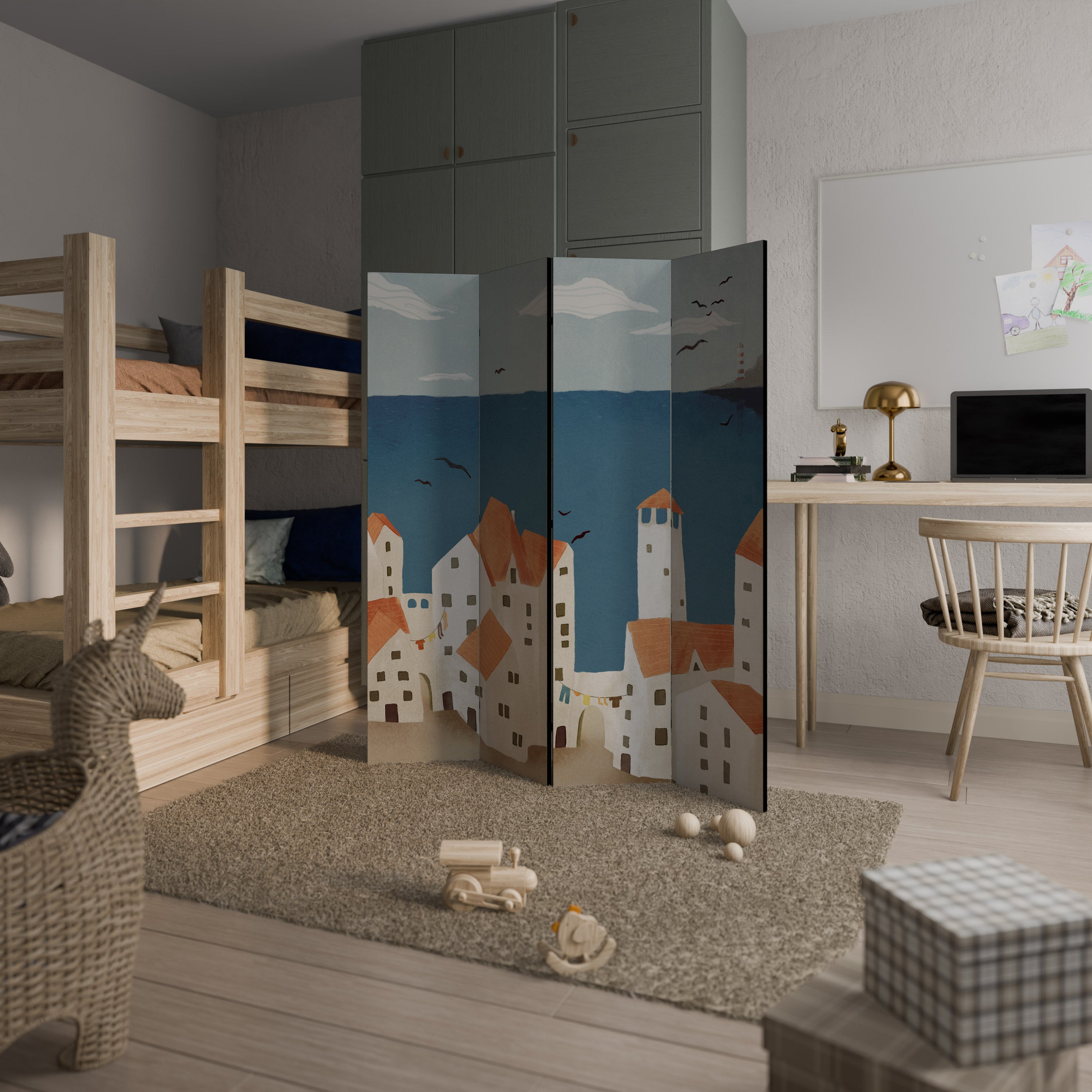 COASTLAND VILLAGE Dekorativ rumsavdelare med 4 paneler