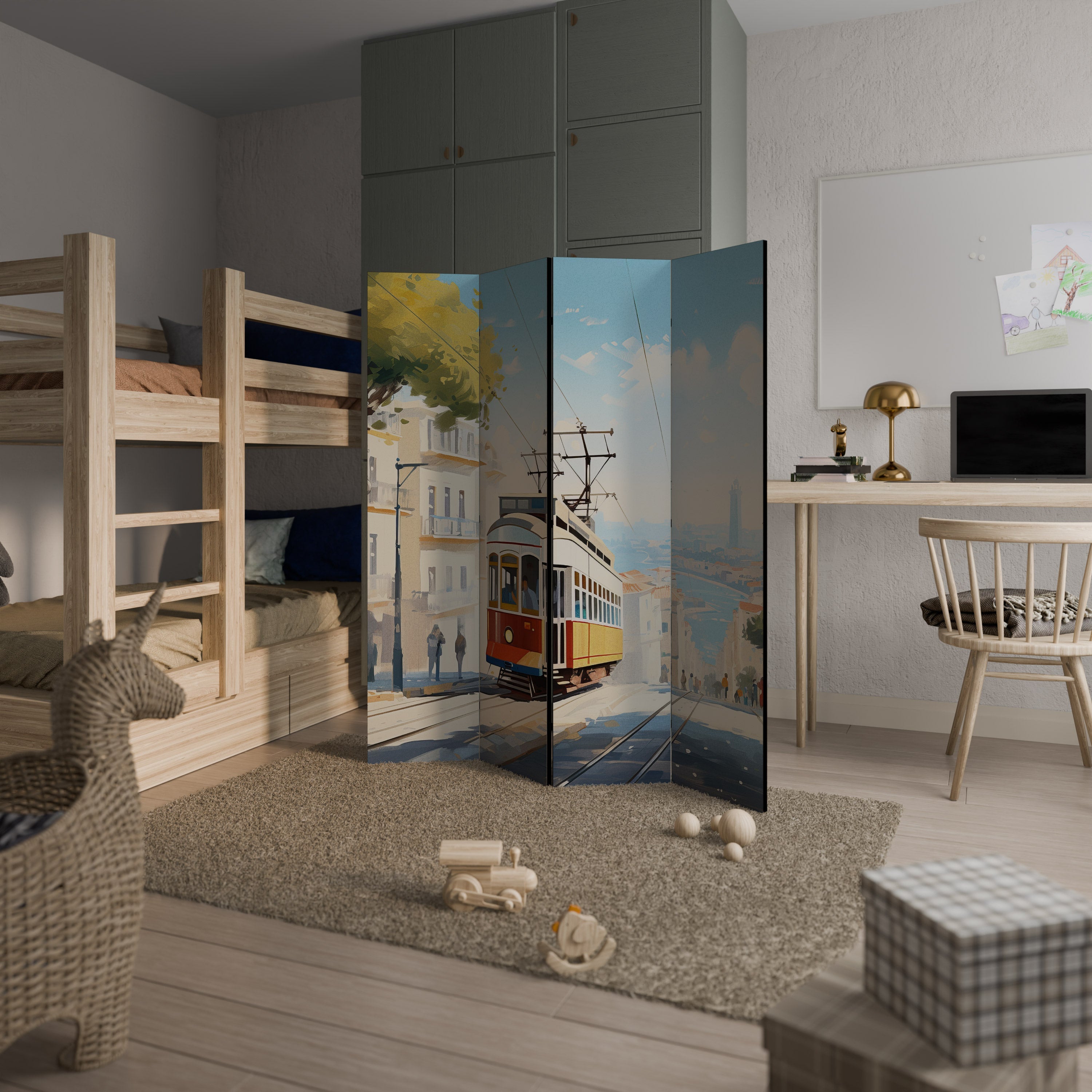 TRAMWAY DREAMSCAPE Dekorativ rumsavdelare med 4 paneler