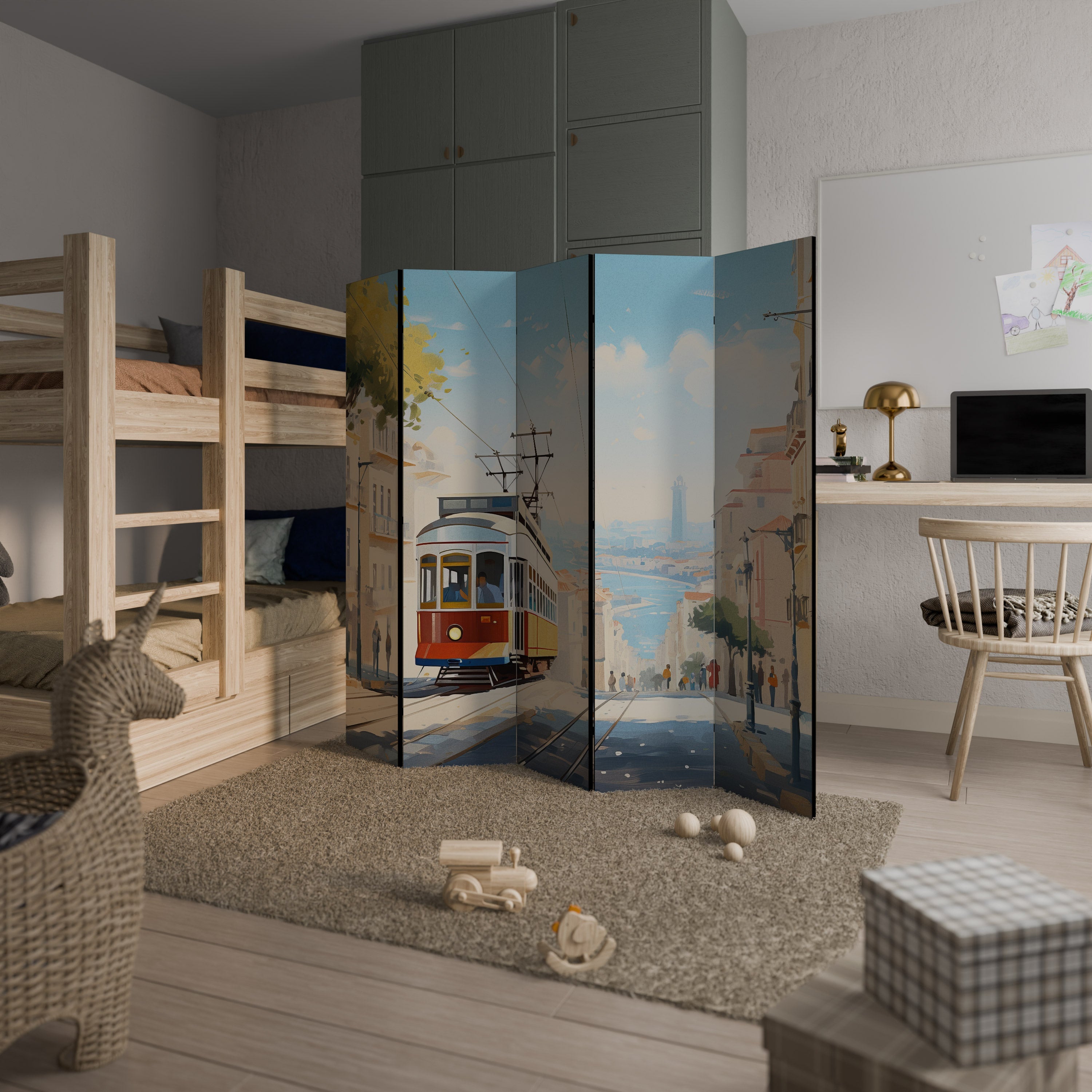 TRAMWAY DREAMSCAPE Dekorativ rumsavdelare med 5 paneler