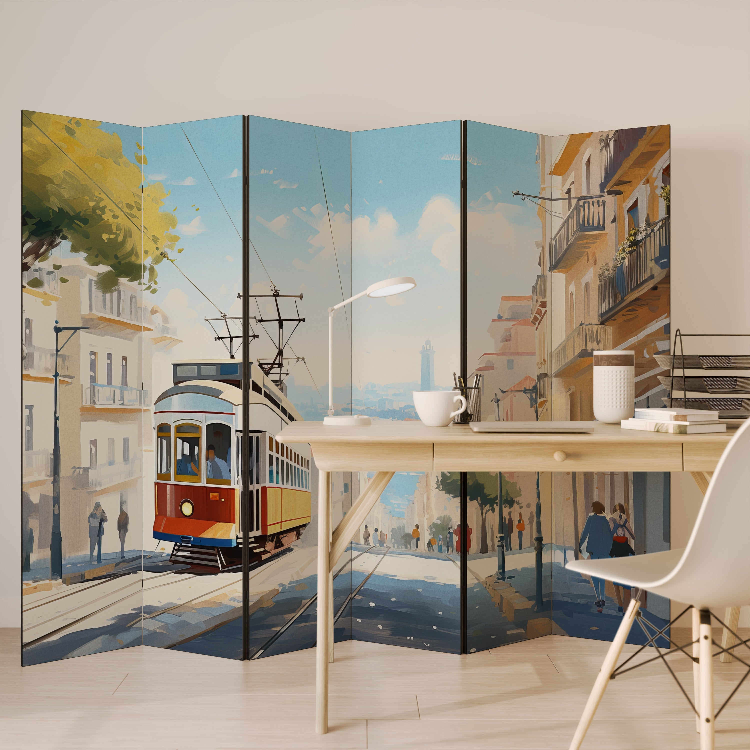 TRAMWAY DREAMSCAPE Dekorativ rumsavdelare med 6 paneler