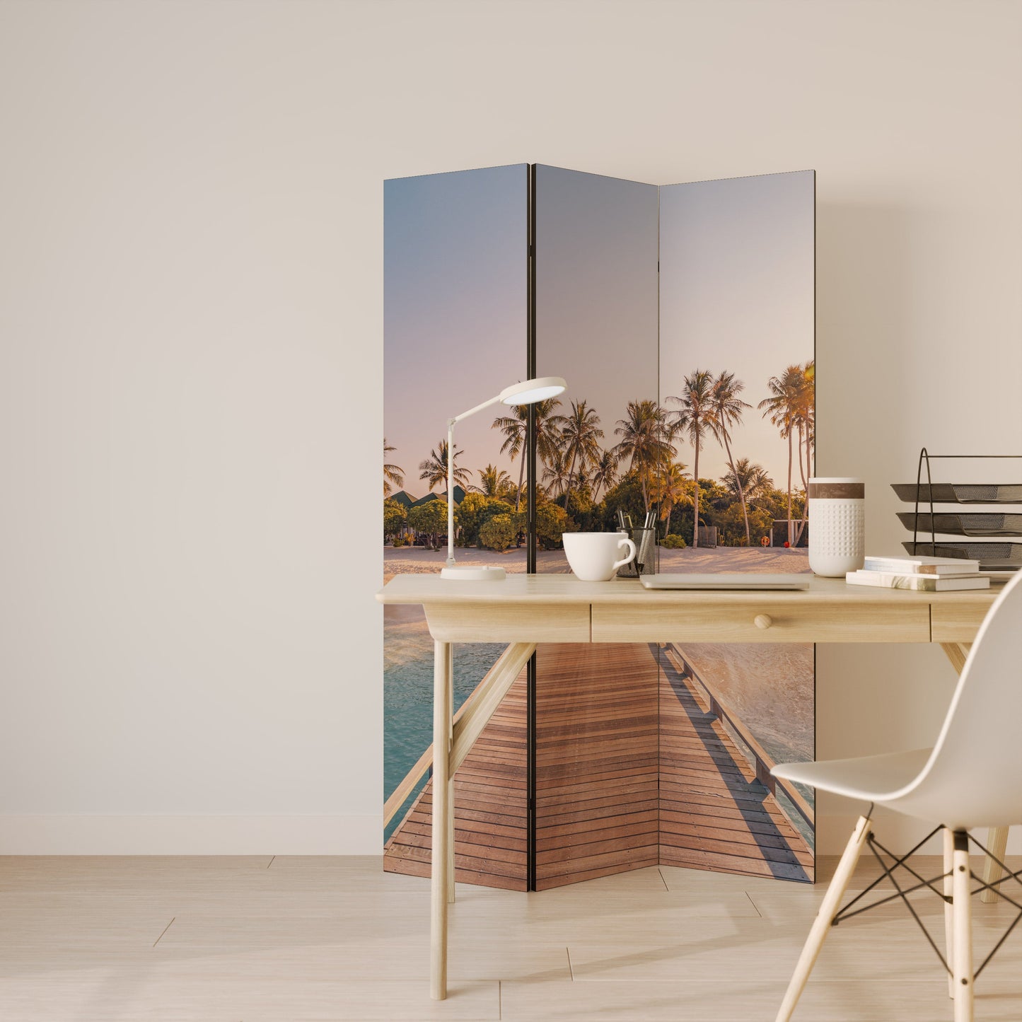 SUNSET SANDSCAPE JOURNEY Dekorativ rumsavdelare med 3 paneler