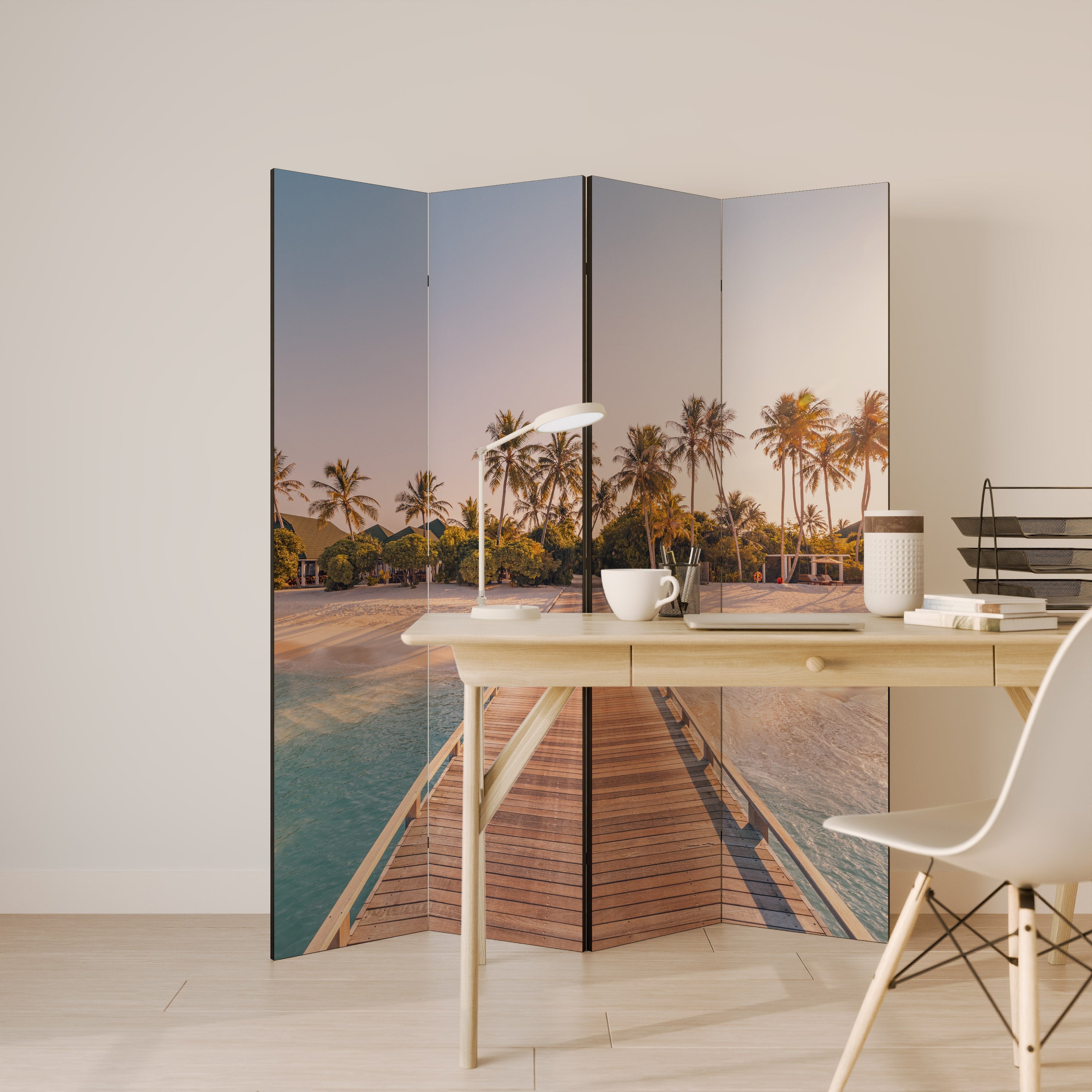 SUNSET SANDSCAPE JOURNEY Dekorativ rumsavdelare med 4 paneler