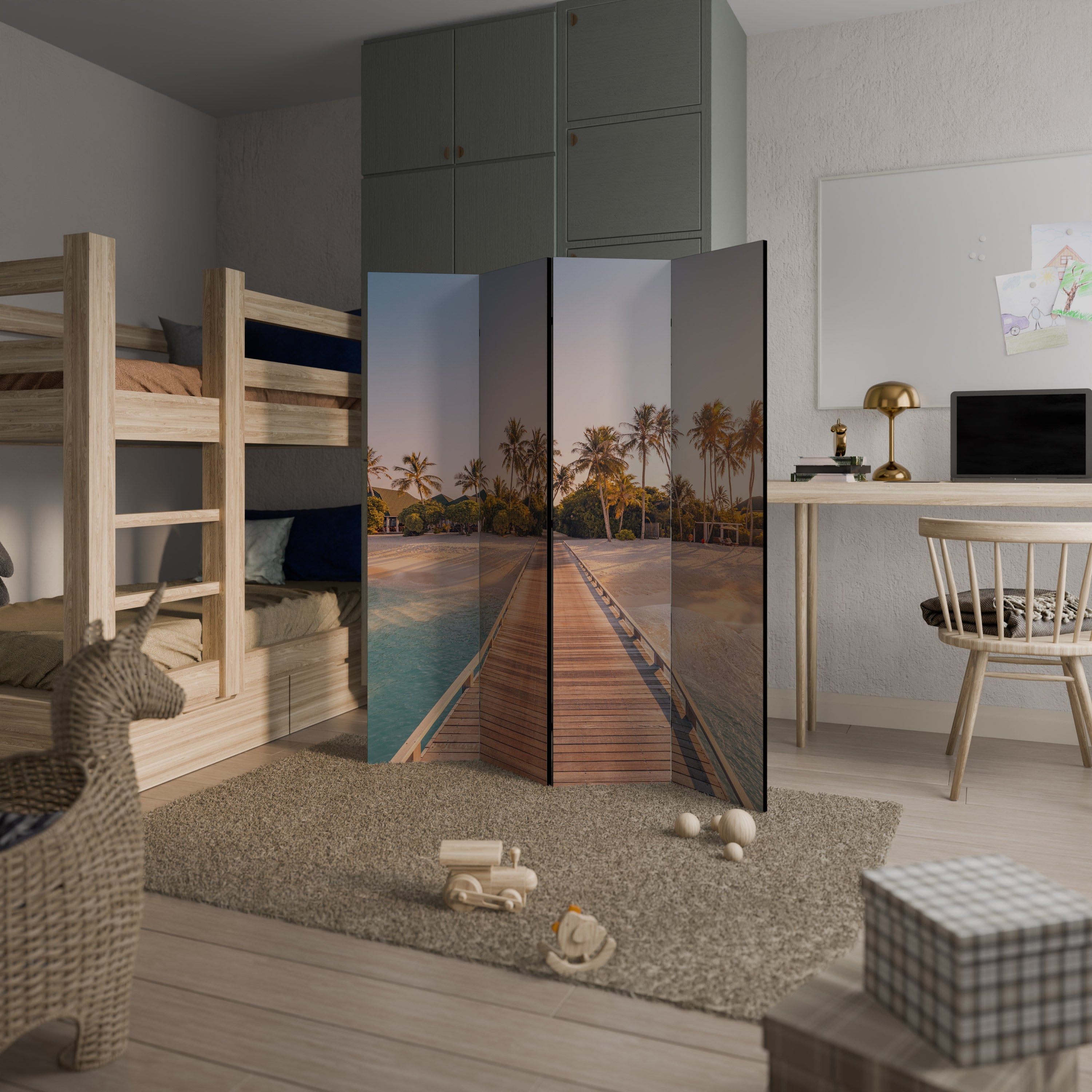 SUNSET SANDSCAPE JOURNEY Dekorativ rumsavdelare med 4 paneler