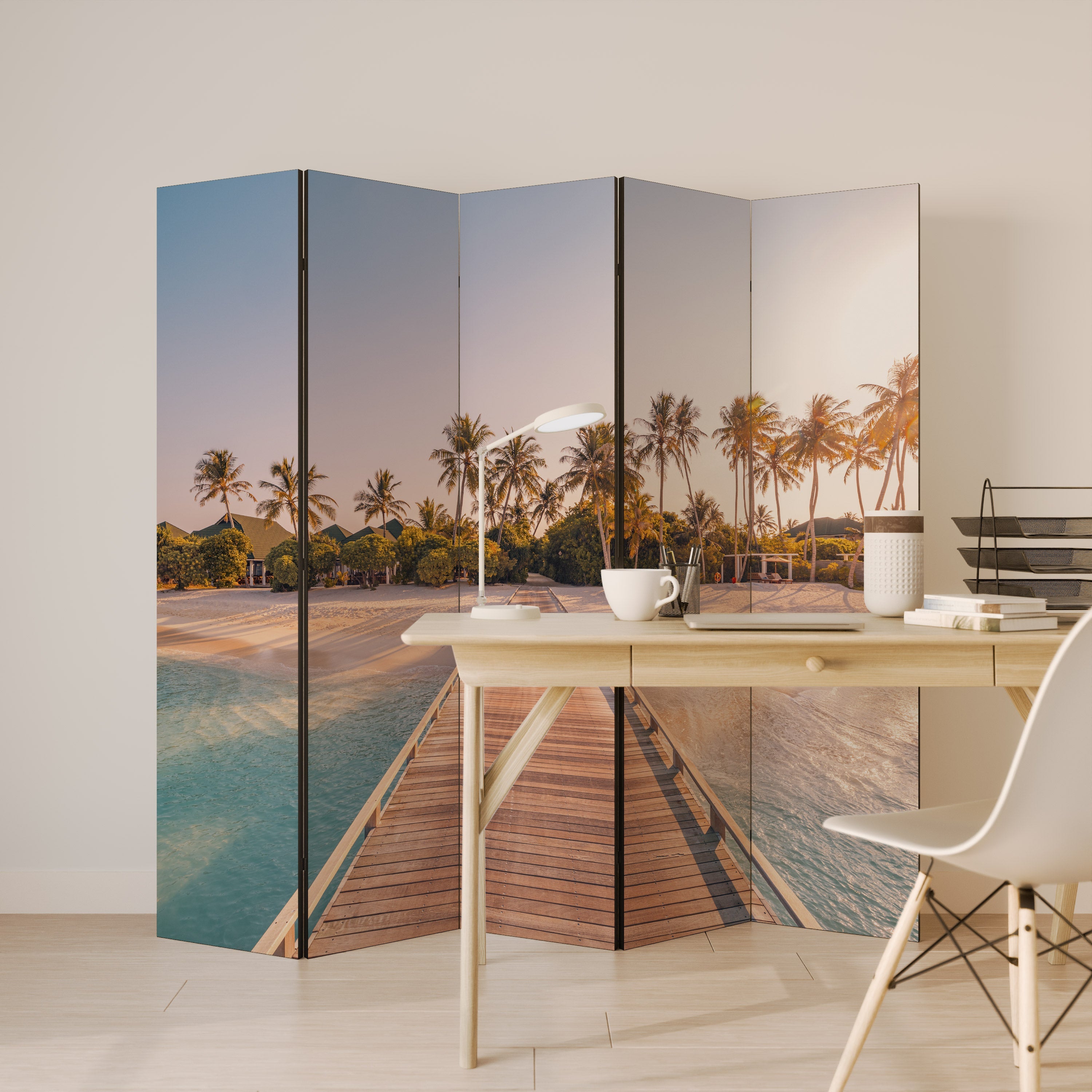 SUNSET SANDSCAPE JOURNEY Dekorativ rumsavdelare med 5 paneler