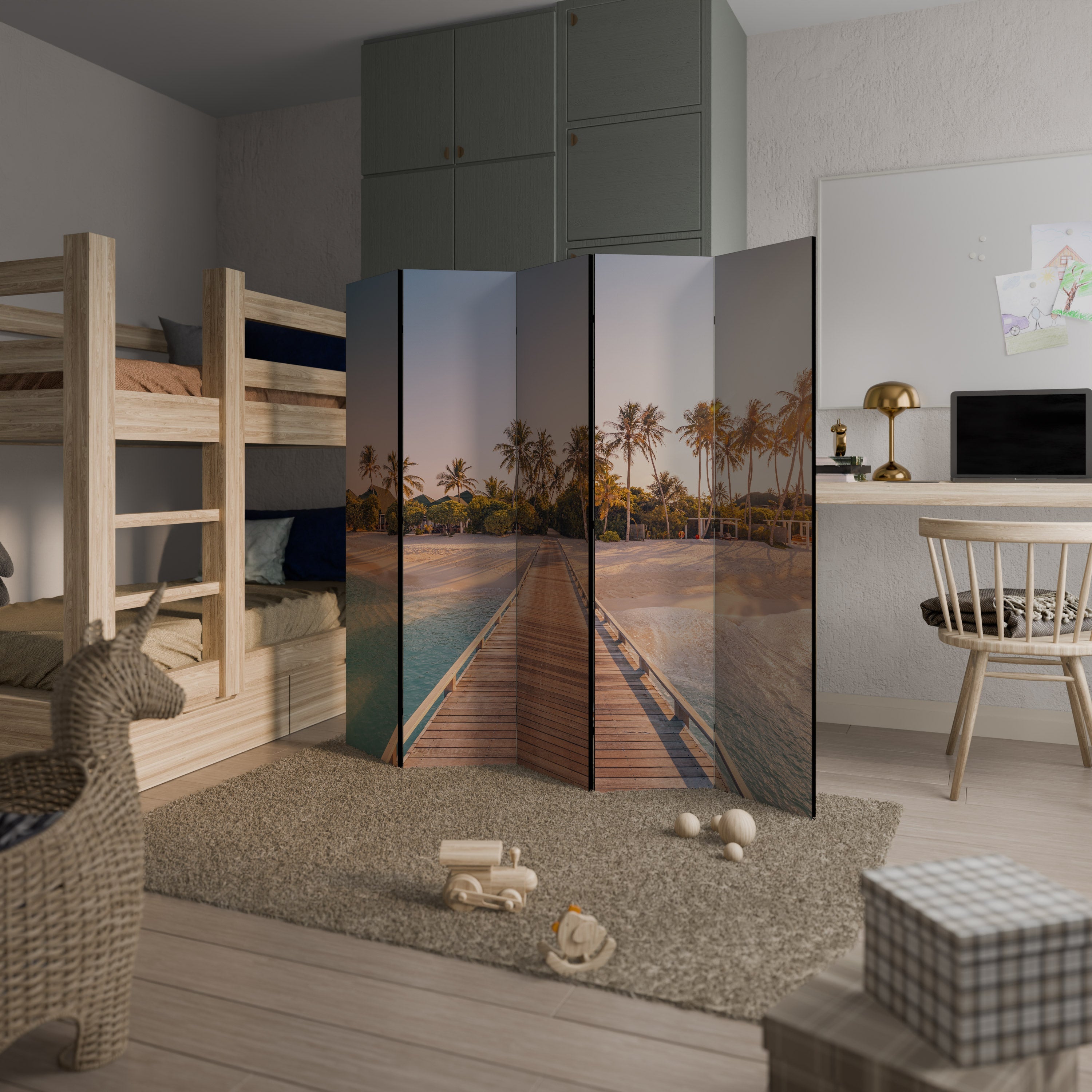 SUNSET SANDSCAPE JOURNEY Dekorativ rumsavdelare med 5 paneler