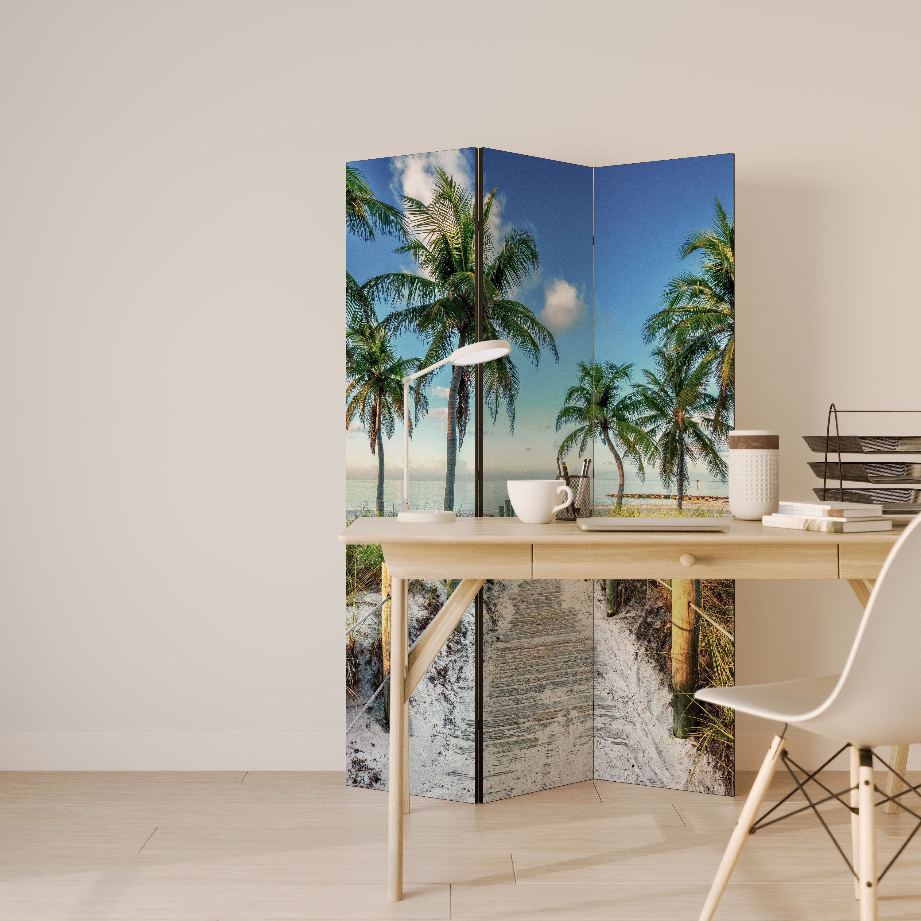 BREEZY COASTAL RETREAT 3-Panel Room Divider