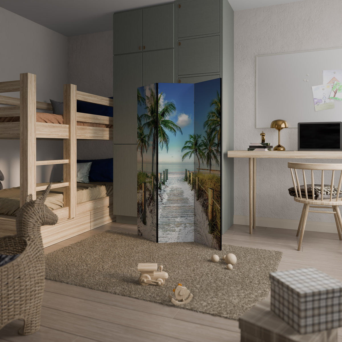 BREEZY COASTAL RETREAT Dekorativ rumsavdelare – 3 paneler