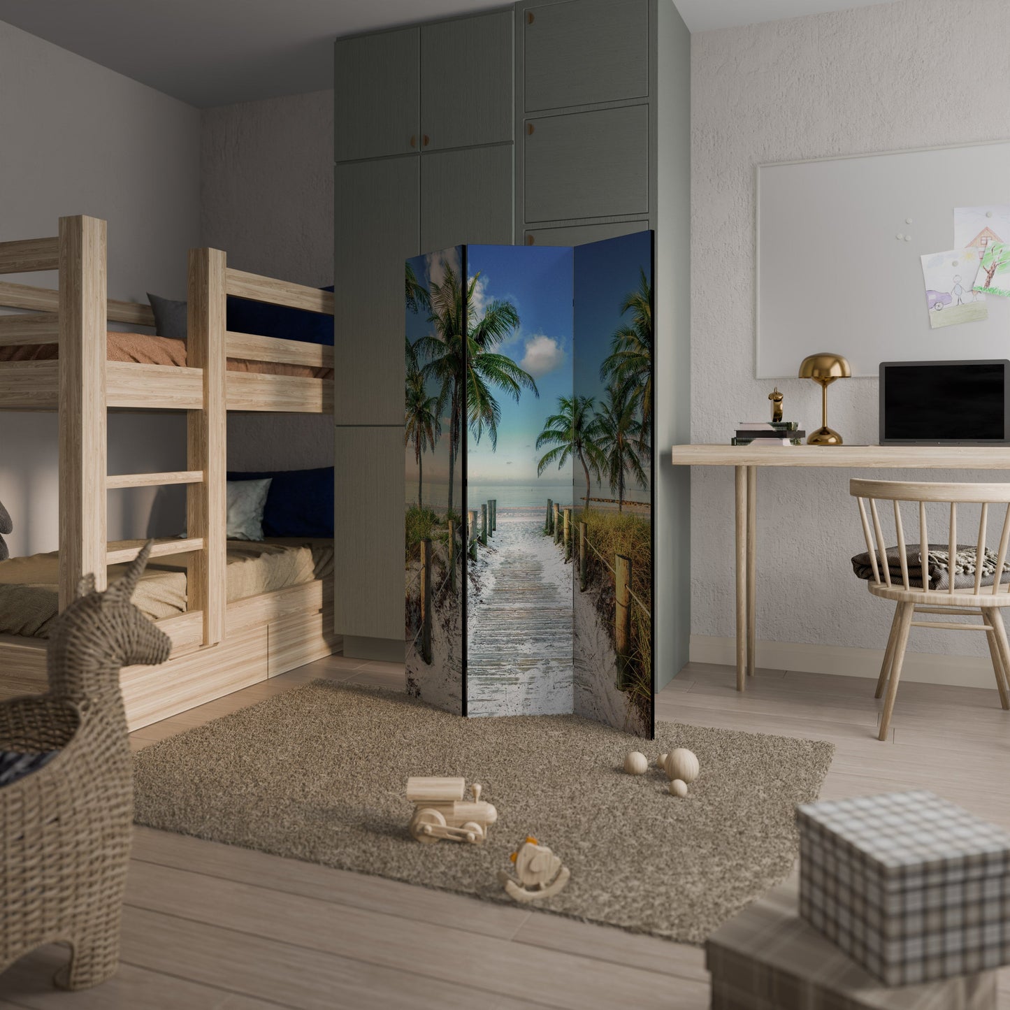 BREEZY COASTAL RETREAT Dekorativ rumsavdelare med 3 paneler