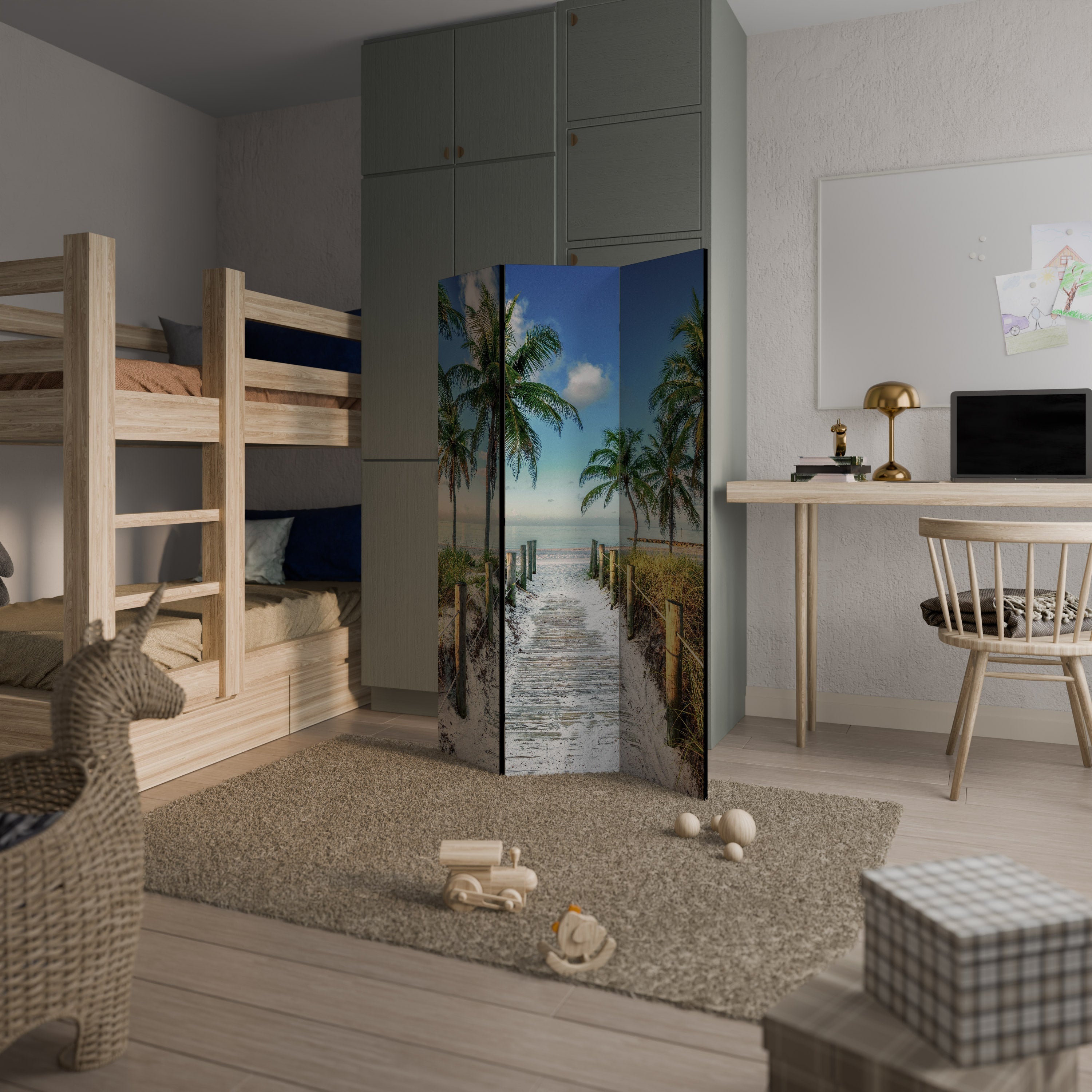 BREEZY COASTAL RETREAT Dekorativ rumsavdelare med 3 paneler