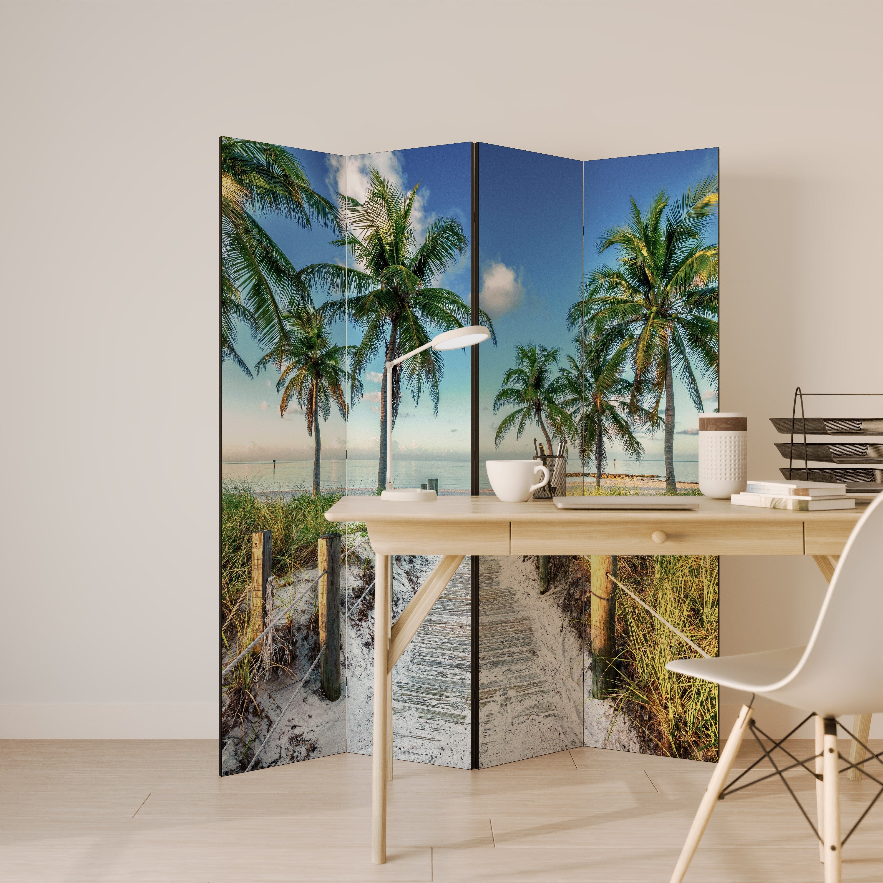 BREEZY COASTAL RETREAT Dekorativ rumsavdelare med 4 paneler