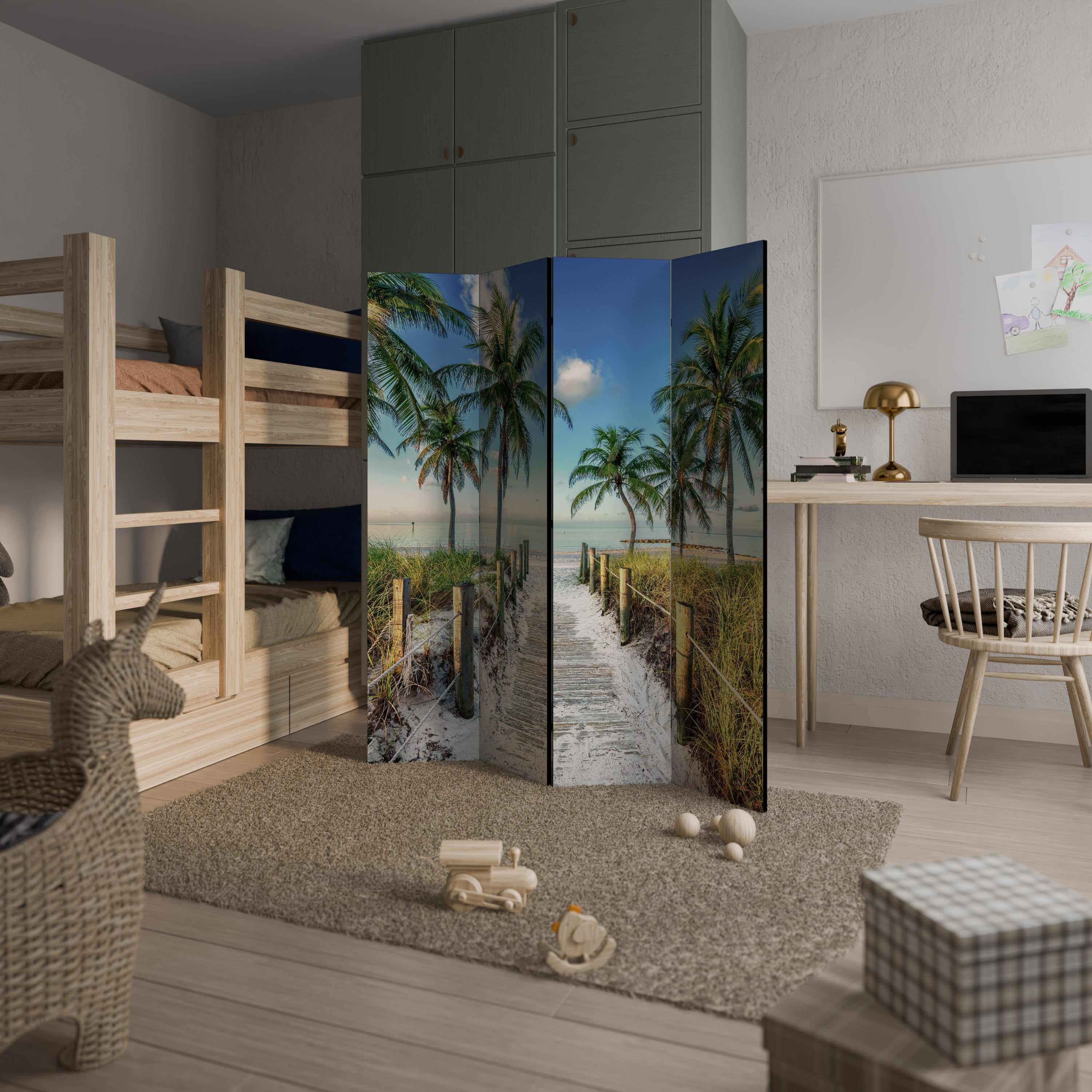 BREEZY COASTAL RETREAT Dekorativ rumsavdelare med 4 paneler