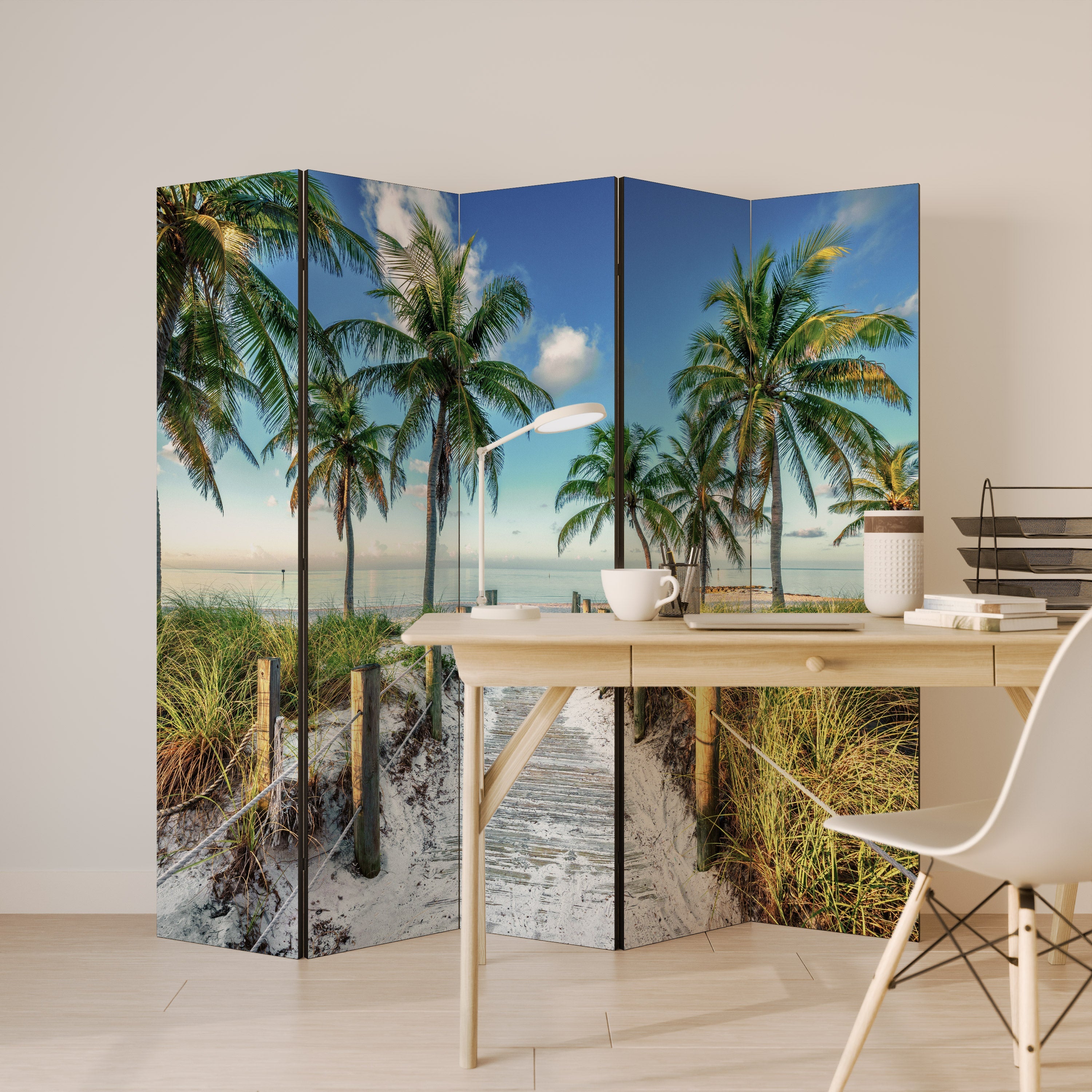 BREEZY COASTAL RETREAT Dekorativ rumsavdelare med 5 paneler