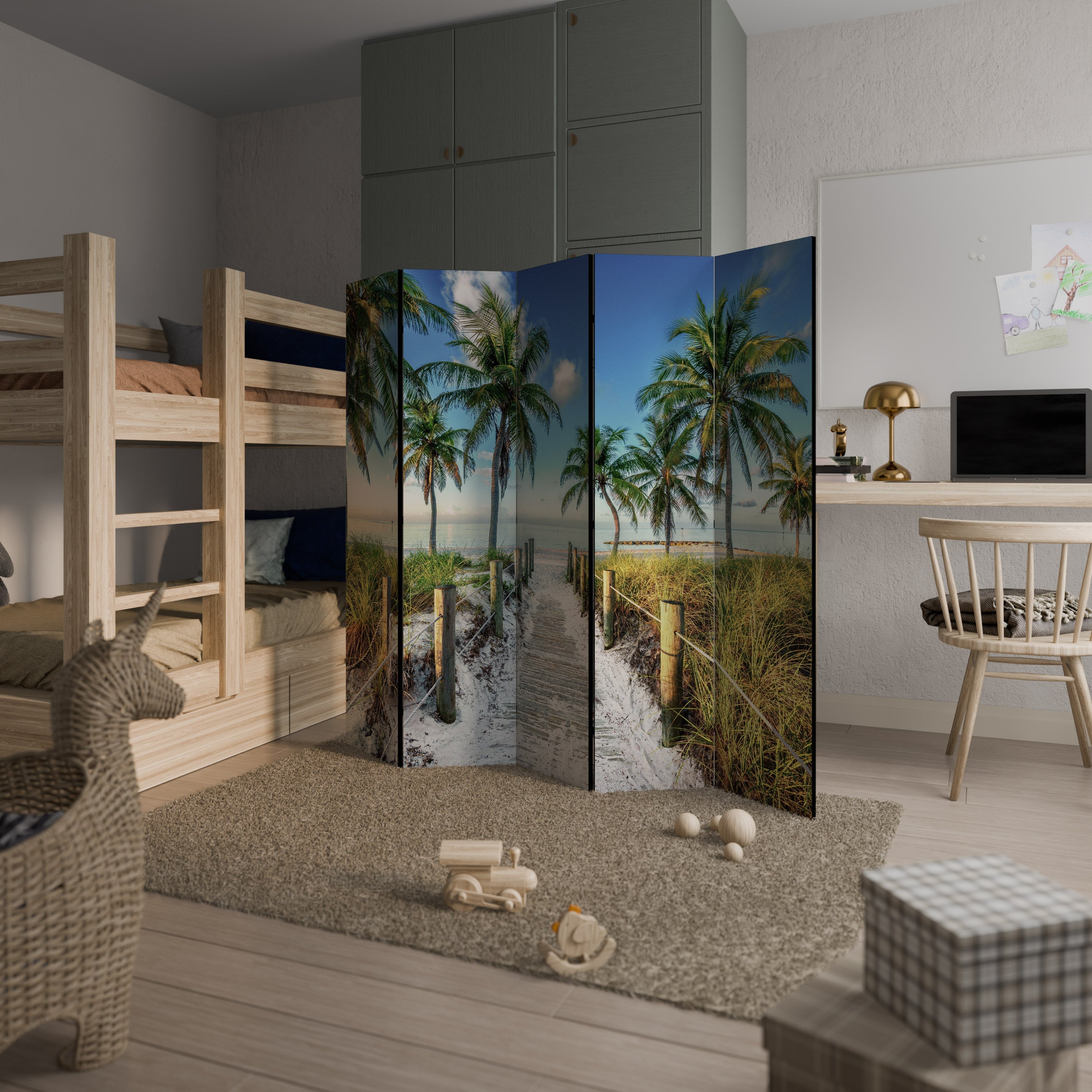 BREEZY COASTAL RETREAT Dekorativ rumsavdelare med 5 paneler