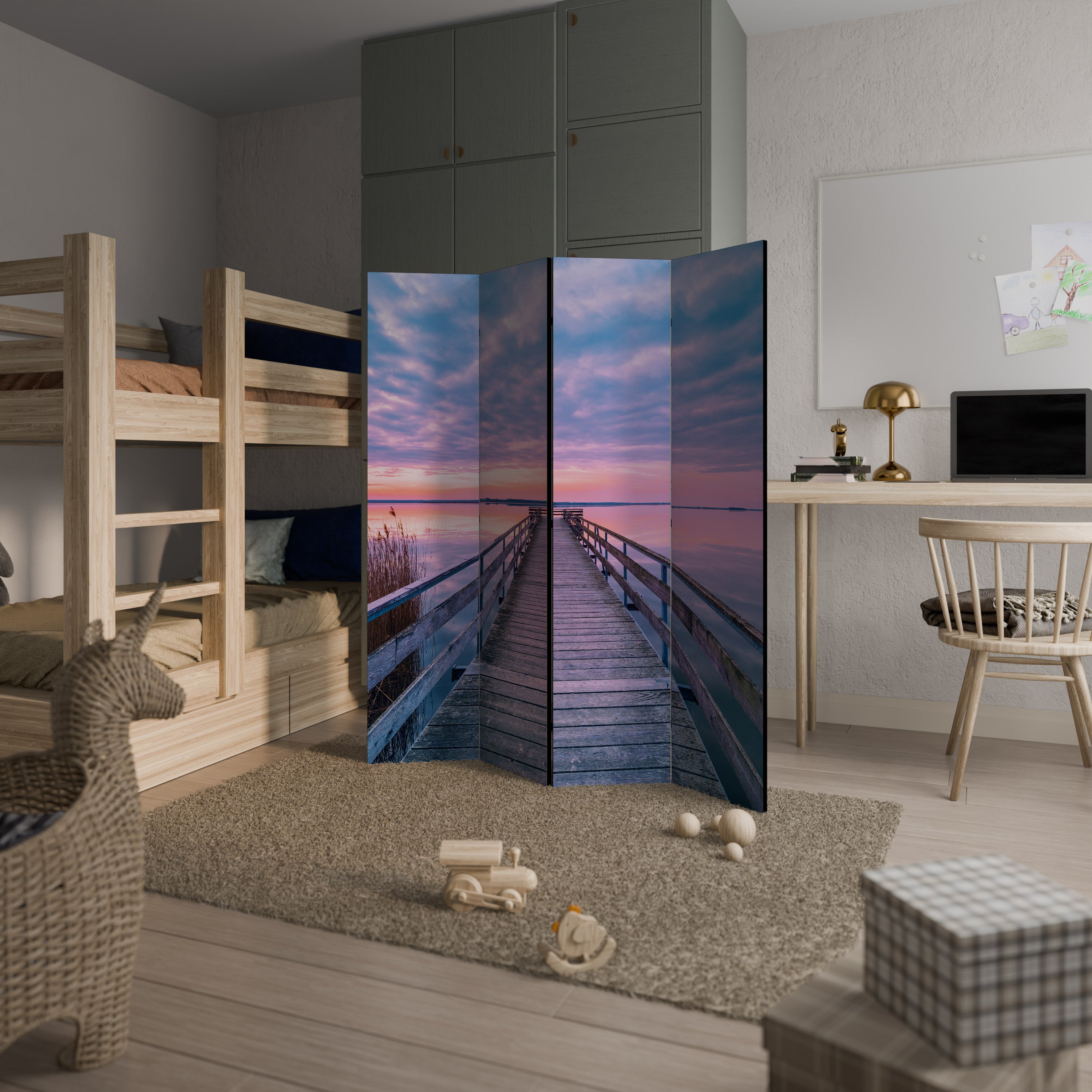 PASTEL PROMENADE Dekorativ rumsavdelare med 4 paneler