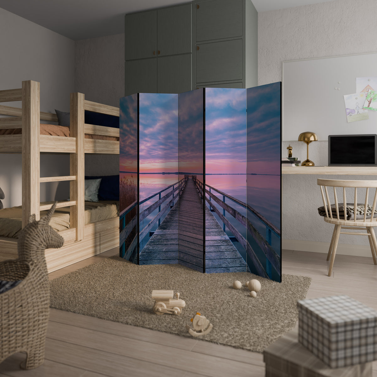 PASTEL PROMENADE Dekorativ rumsavdelare – 5 paneler