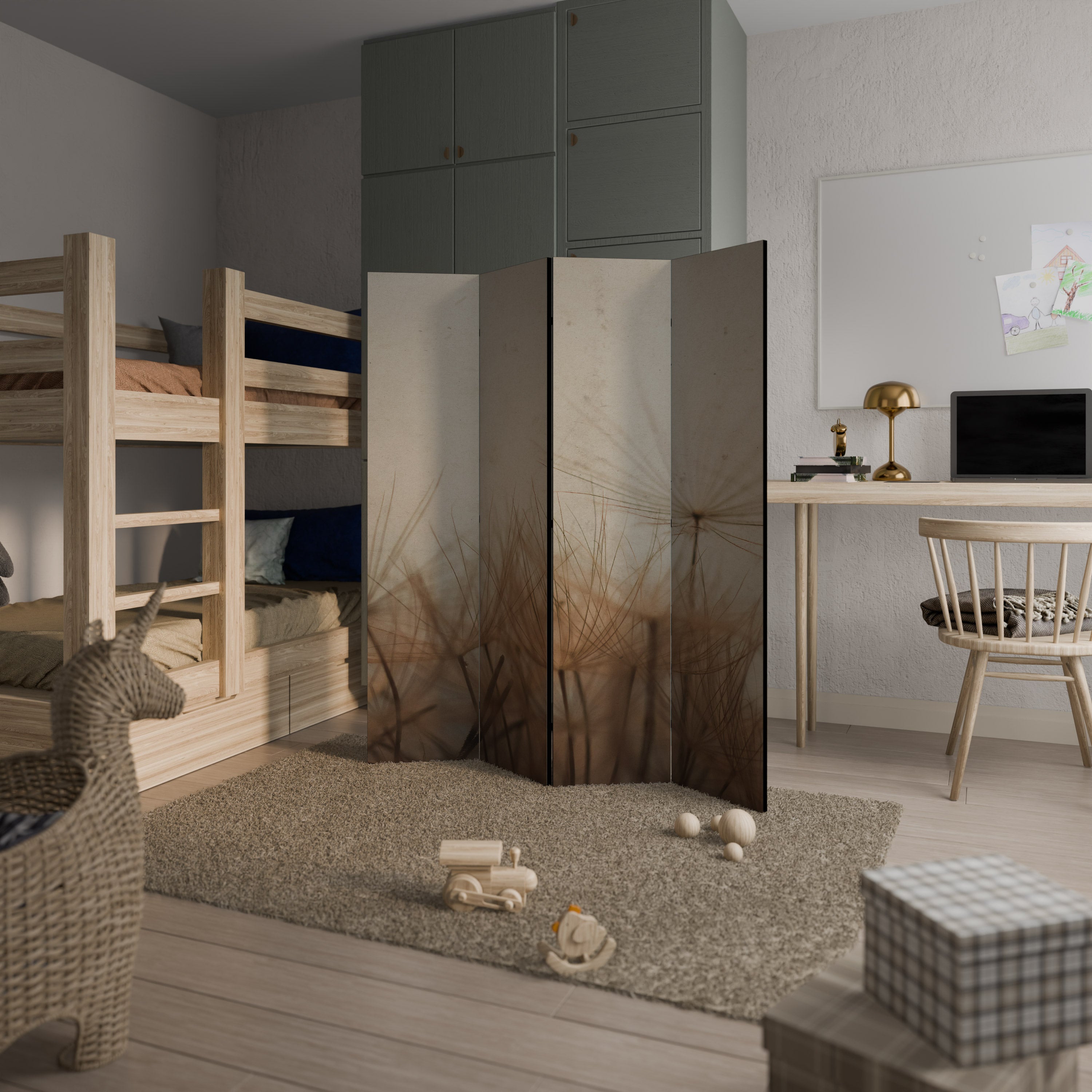 Dekorativ rumsavdelare med 4 paneler EARTH BREATH