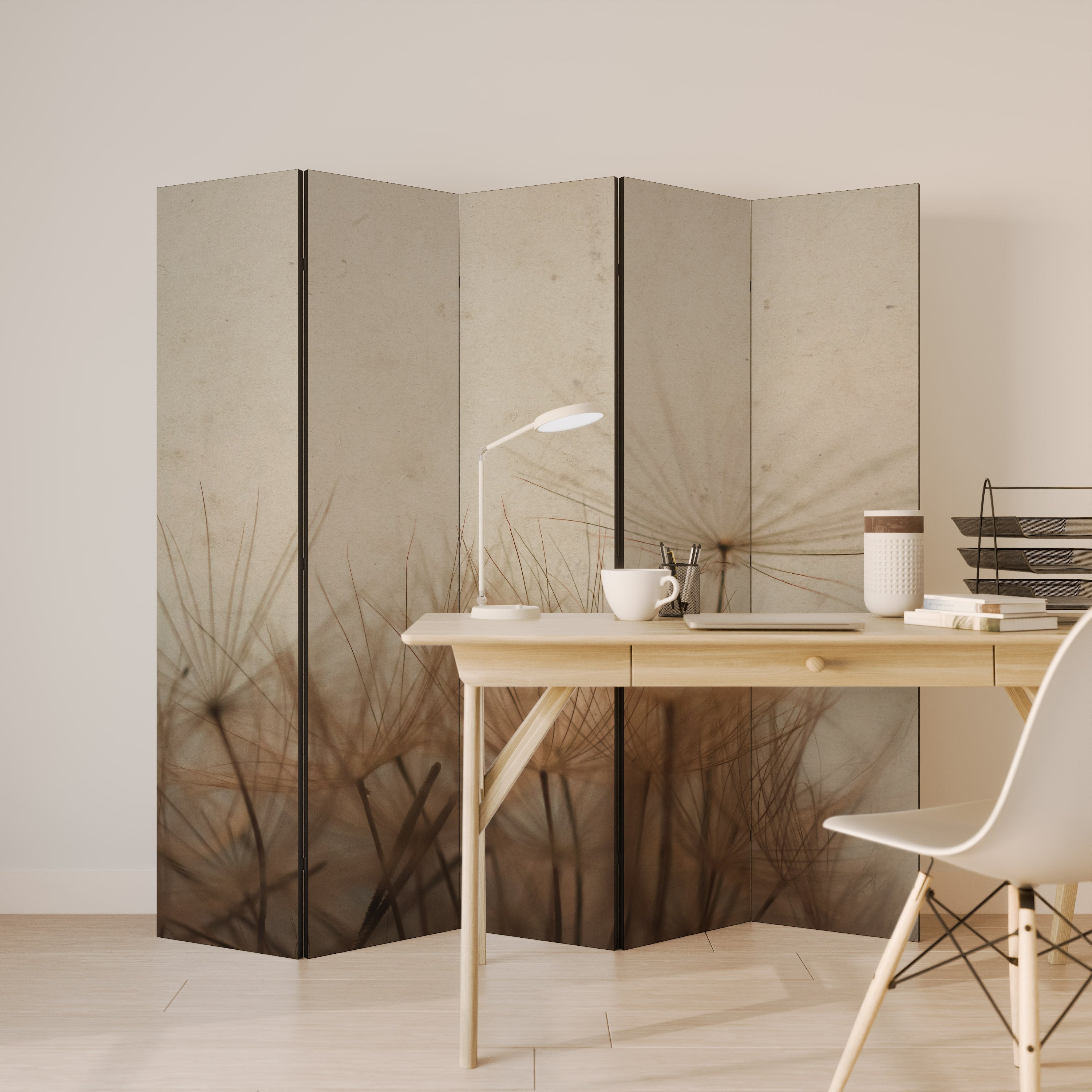 Dekorativ rumsavdelare med 5 paneler EARTH BREATH
